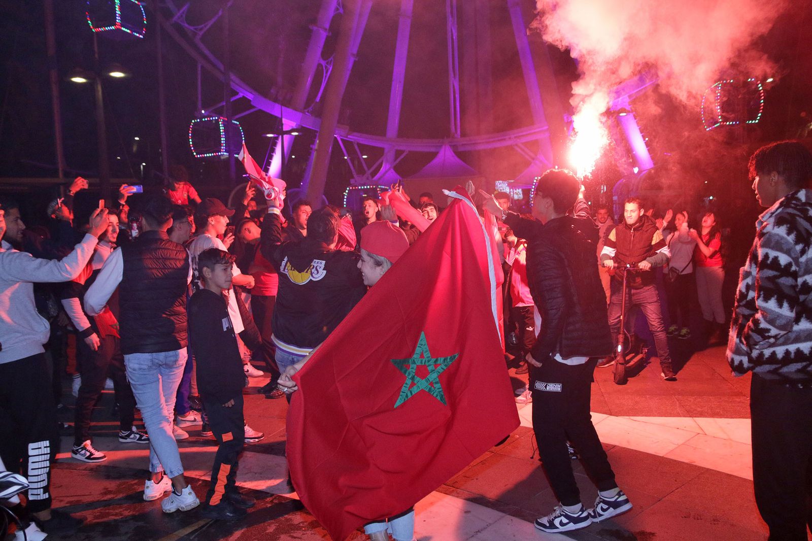 La celebración de la afición marroquí de Almería, en imágenes