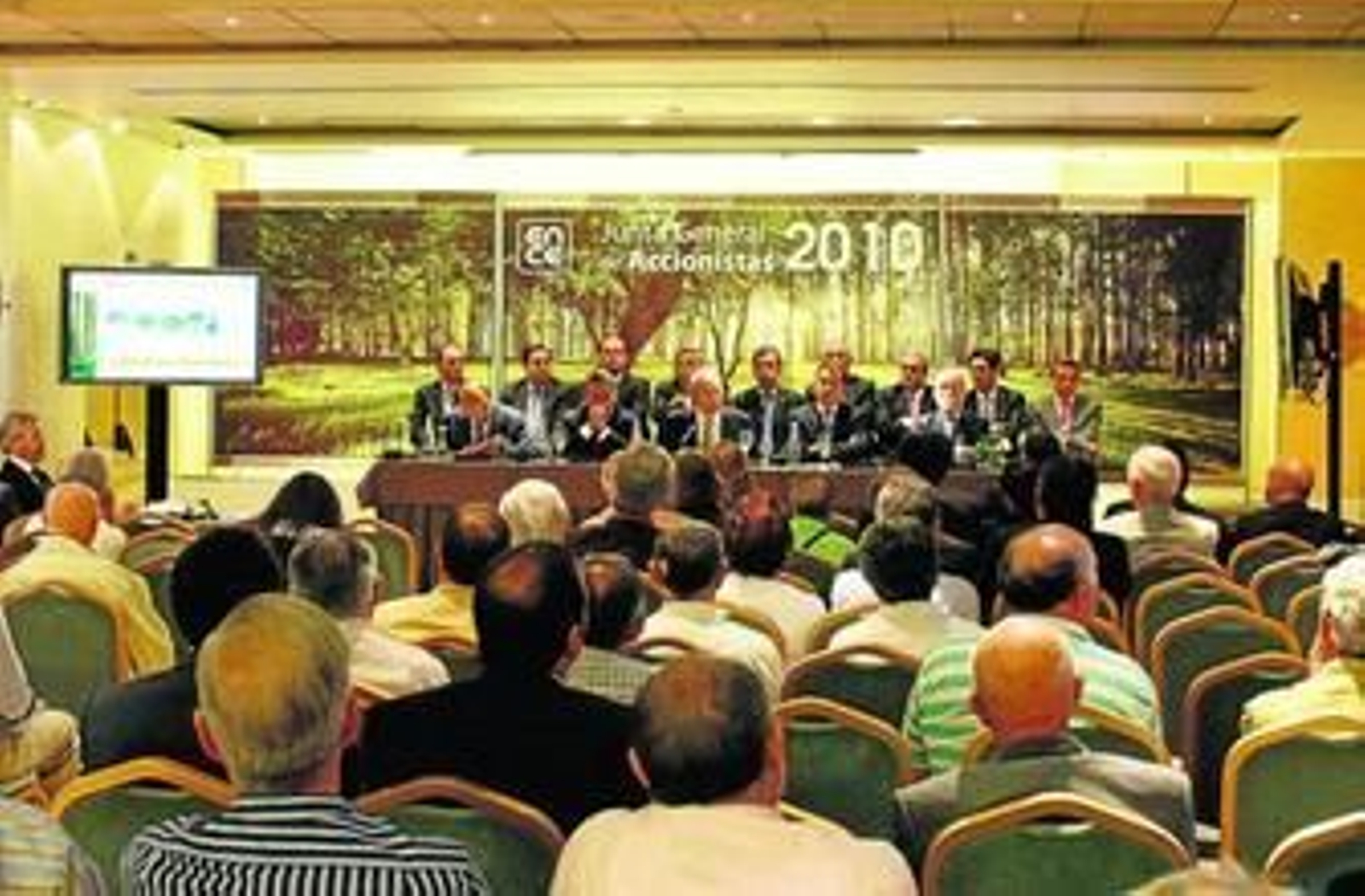 La junta general de accionistas, ayer, en un hotel de Madrid.
