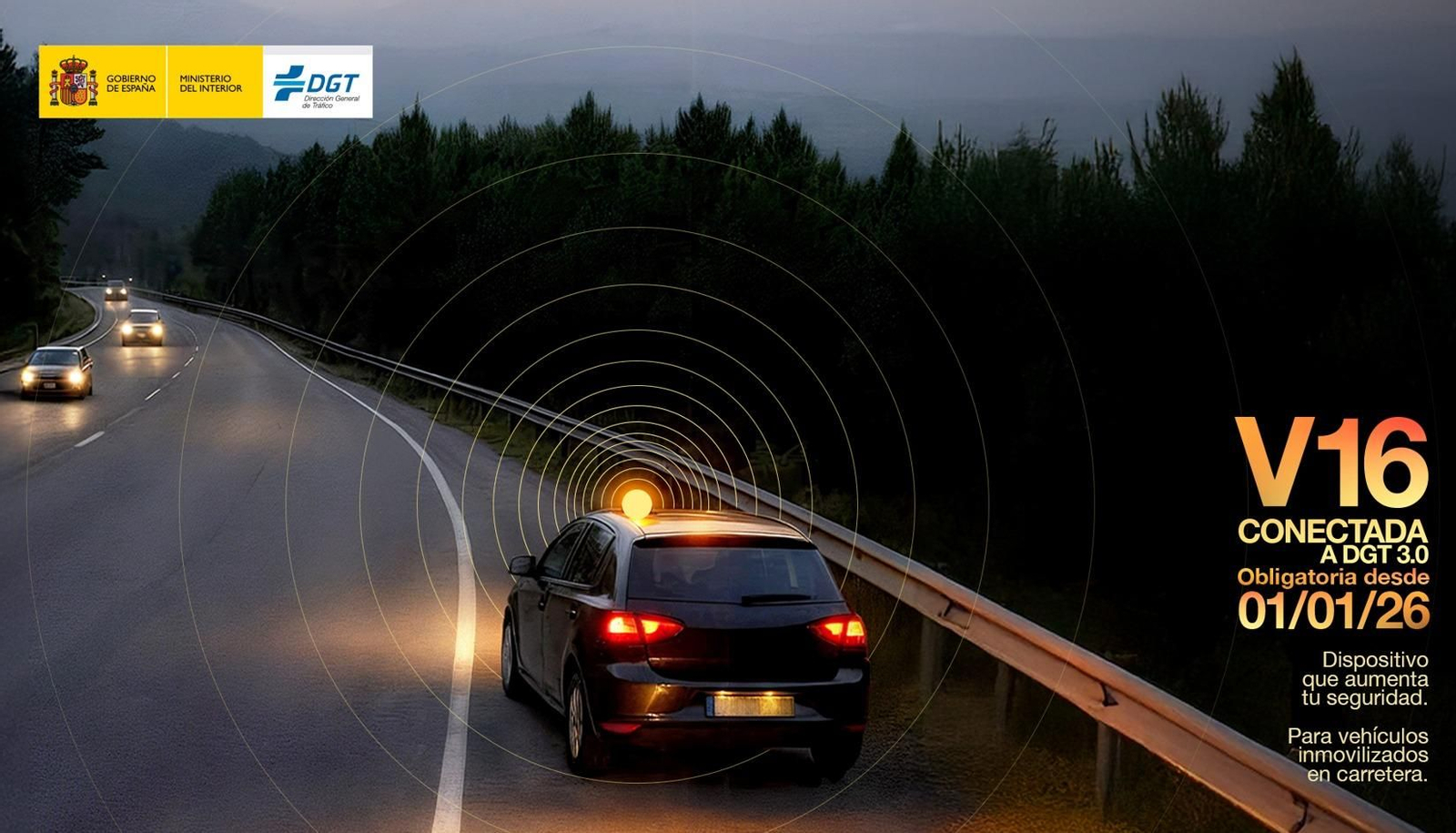 DGT recuerda la obligación de disponer de la baliza V-16 para señalizar averías y accidentes en carretera
