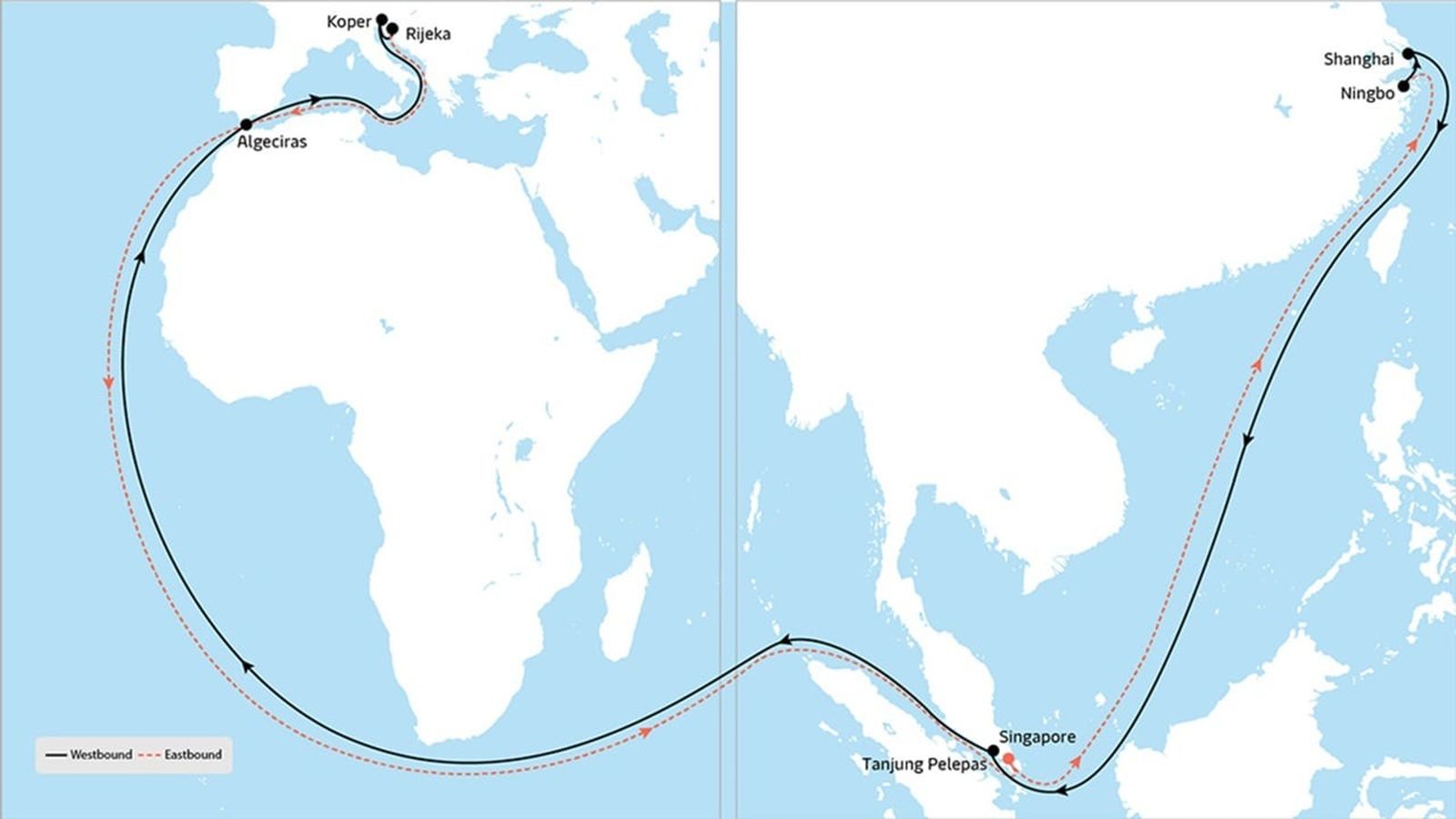 Nueva configuración del servicio AE12 entre Asia y Europa, con escala en Algeciras