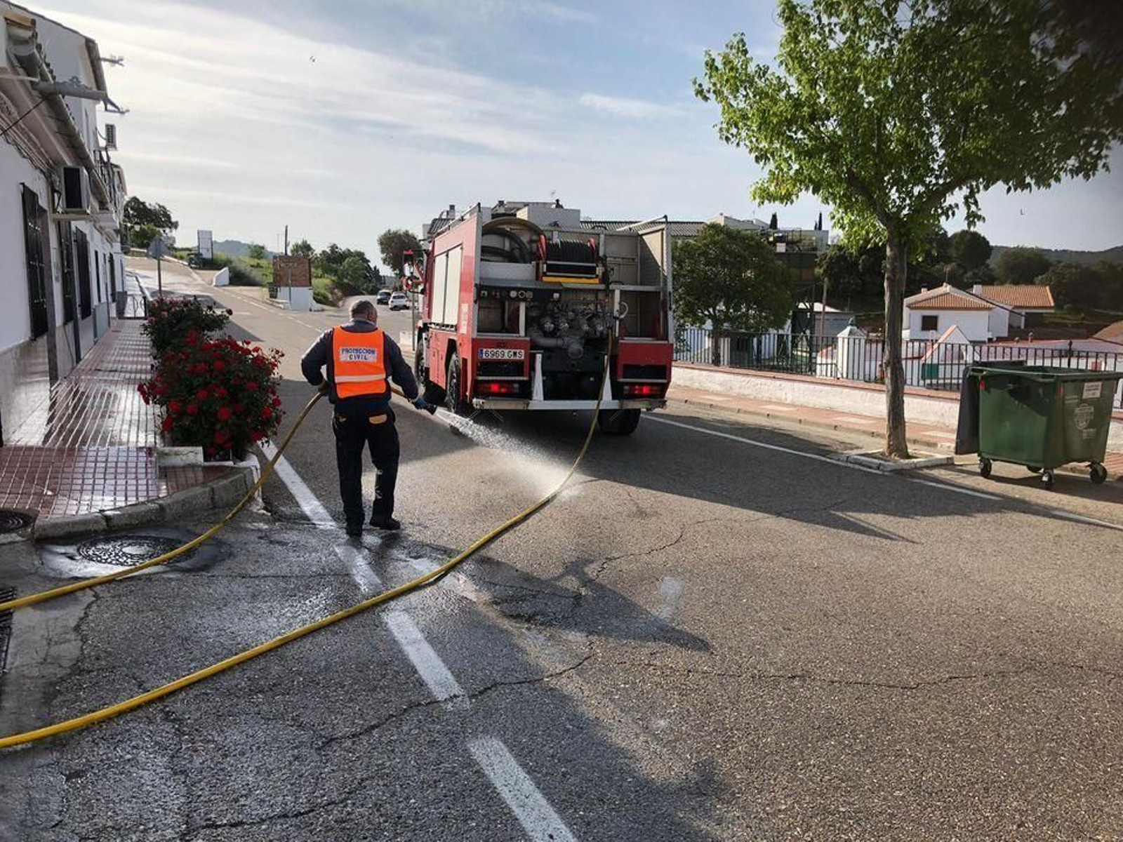Labores de desinfección en Villaharta.
