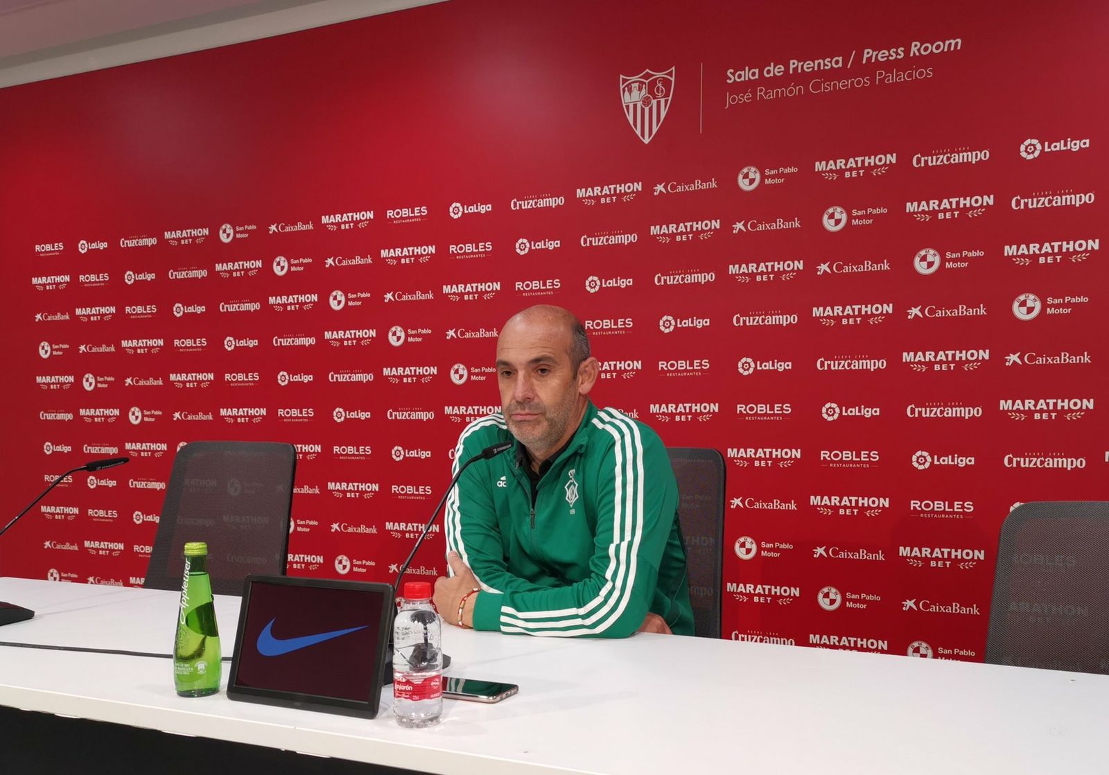 Alberto Monteagudo, en la sala de prensa del Sevilla tras acabar el encuentro.