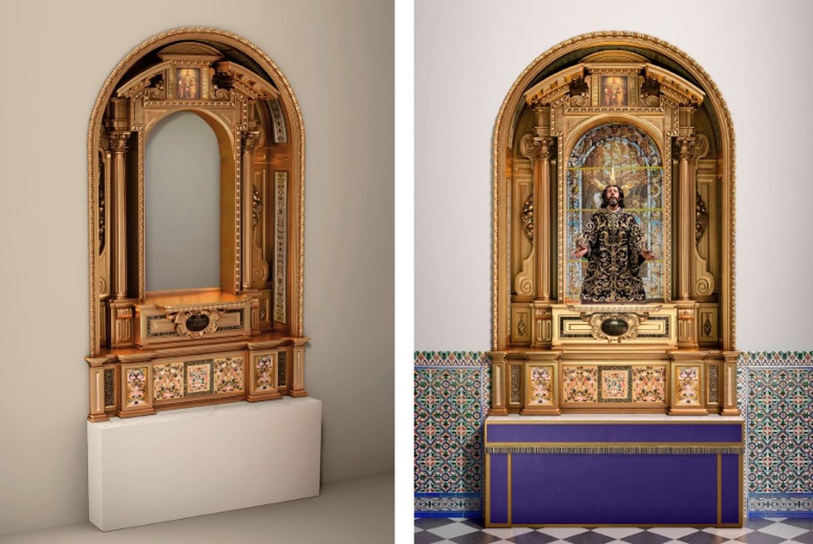 Detalle de cómo quedará el futuro nuevo retablo del Señor de la Oración