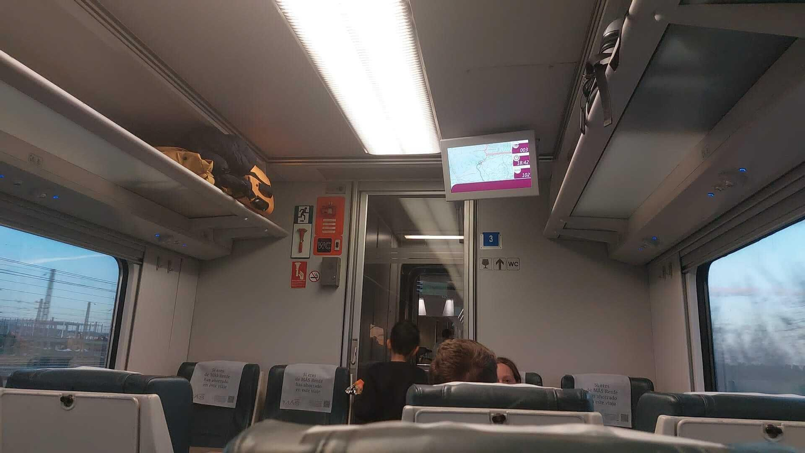 El interior del tren.