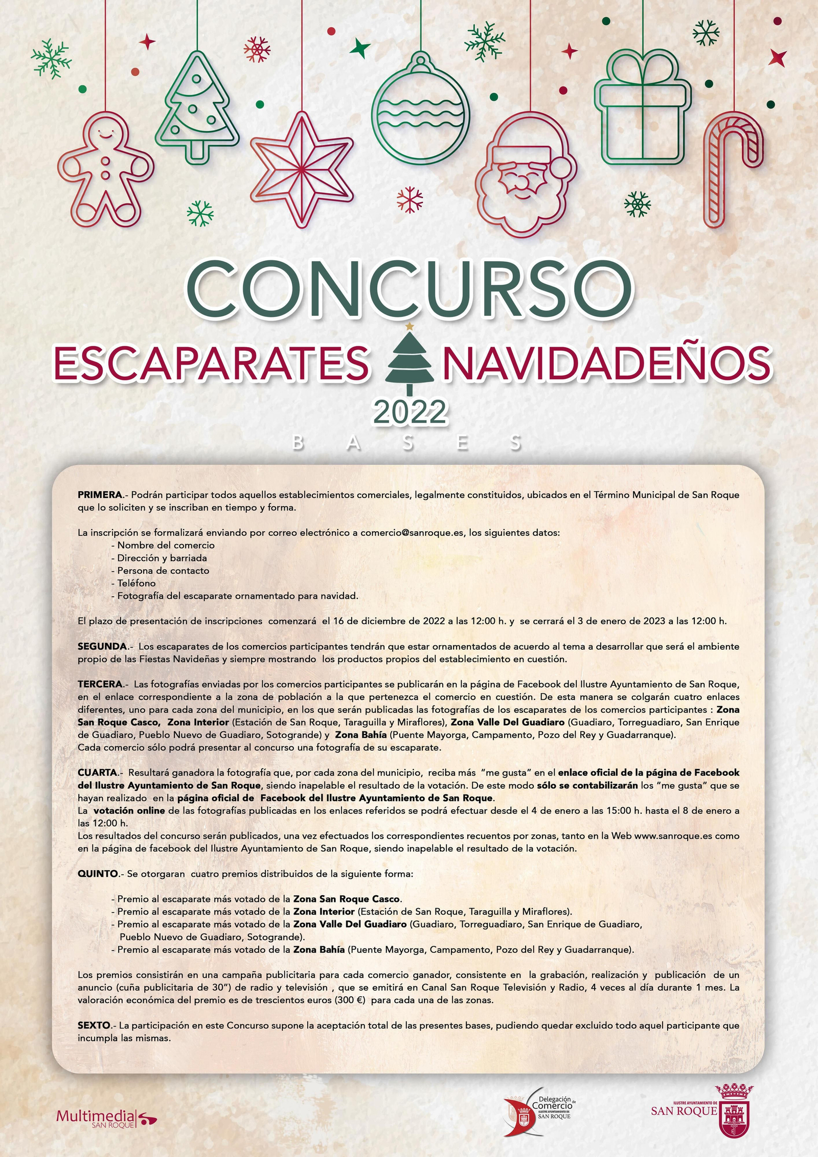 Cartel del concurso de escaparates navideños.