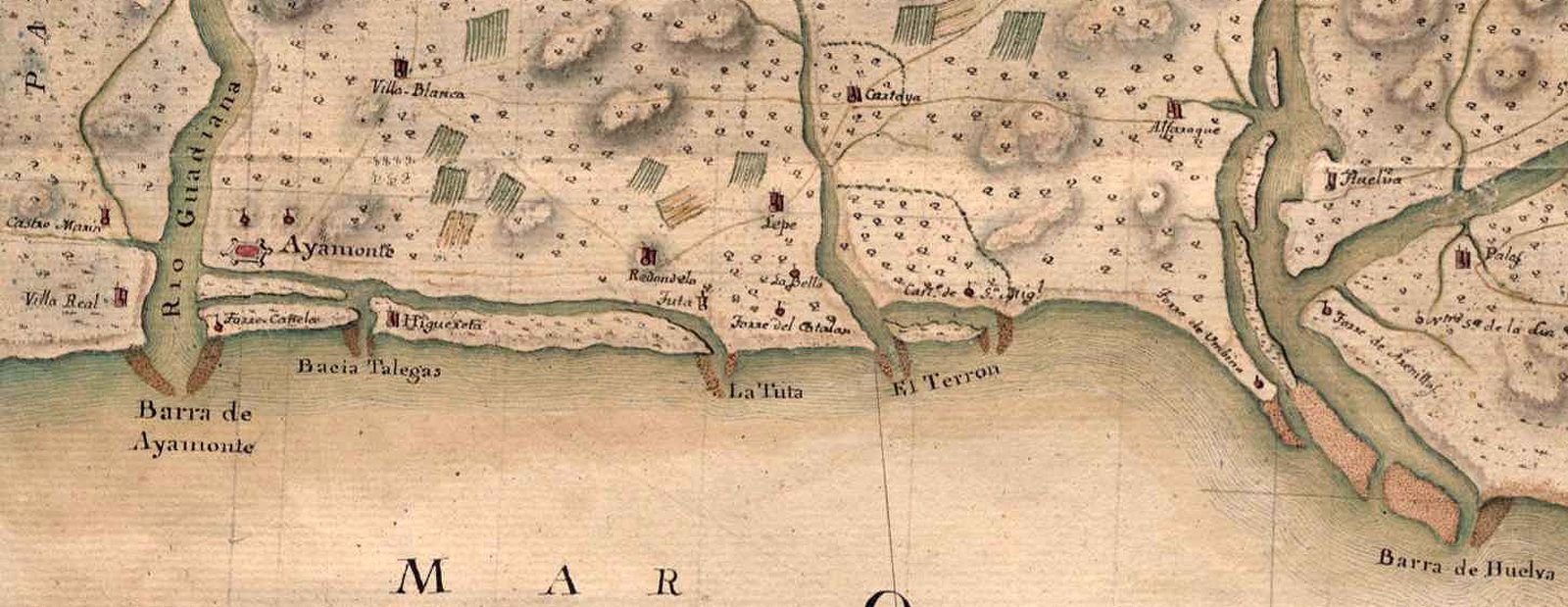 Otro documento cartográfico con referencias a La Tuta. Carta geográfica de la provincia de Ayamonte posterior a 1744 (MNM)