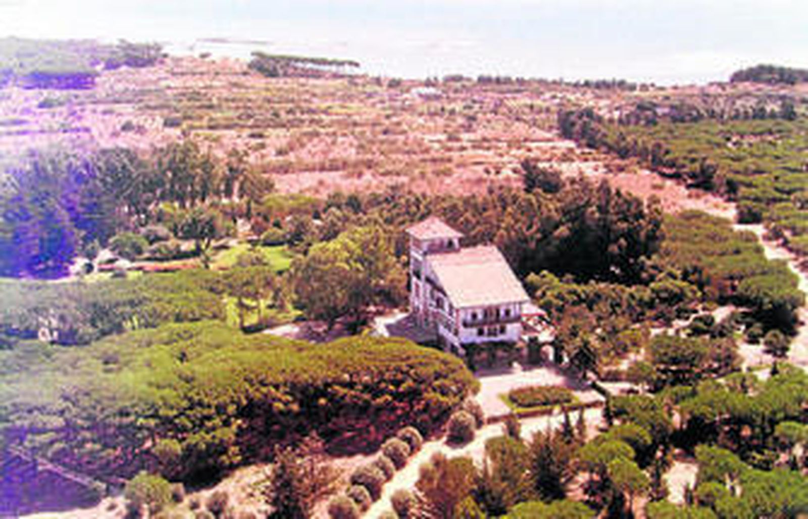 Una imagen cedida por la familia Osborne en la que se ven los terrenos que dieron origen a la actual Vistahermosa, con la Casa Grande en primer término.