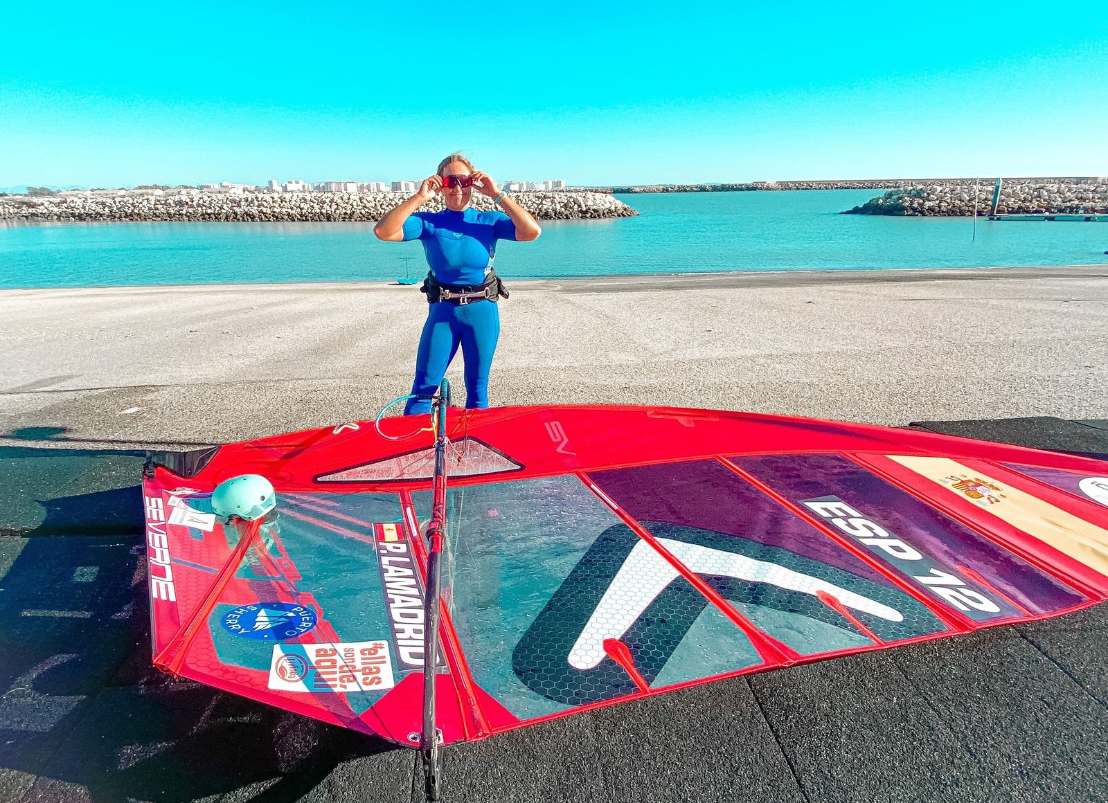 Pilar Lamadrid, antes de comenzar un entrenamiento en El Puerto.