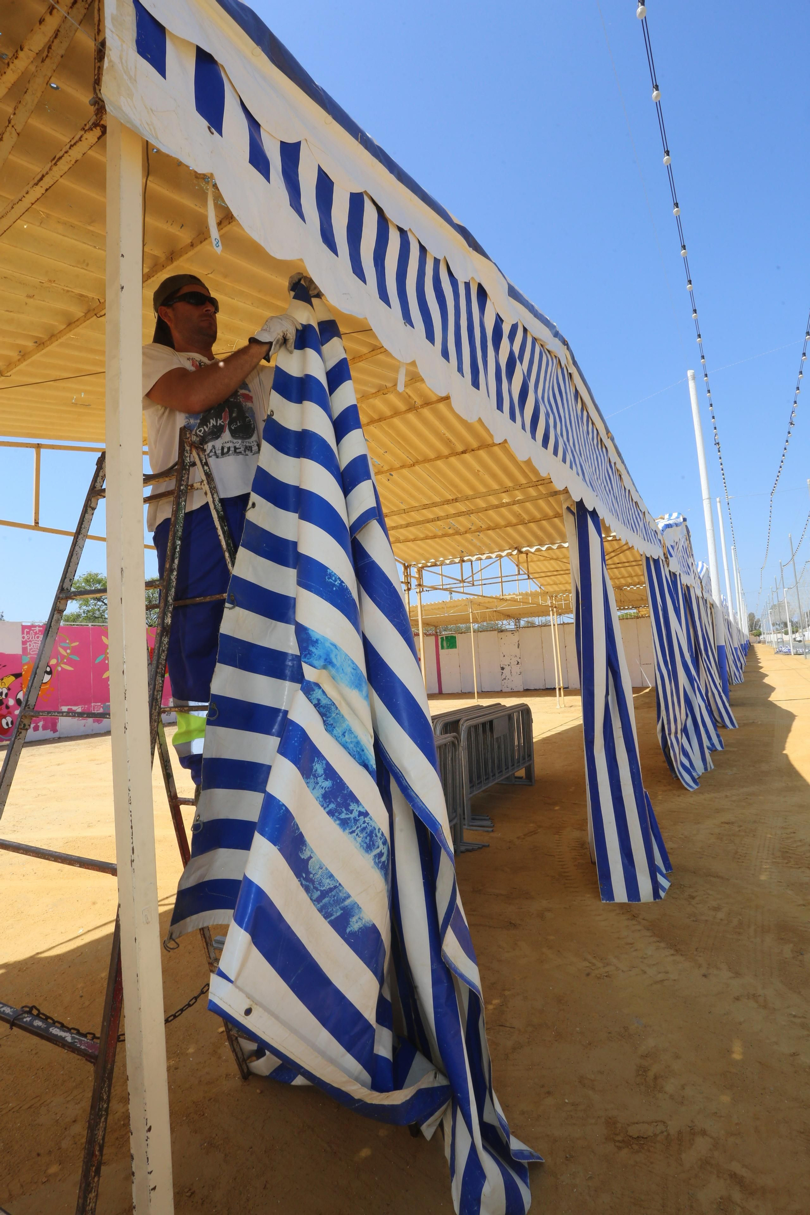 Montaje del recinto Colombino 2019 en imágenes