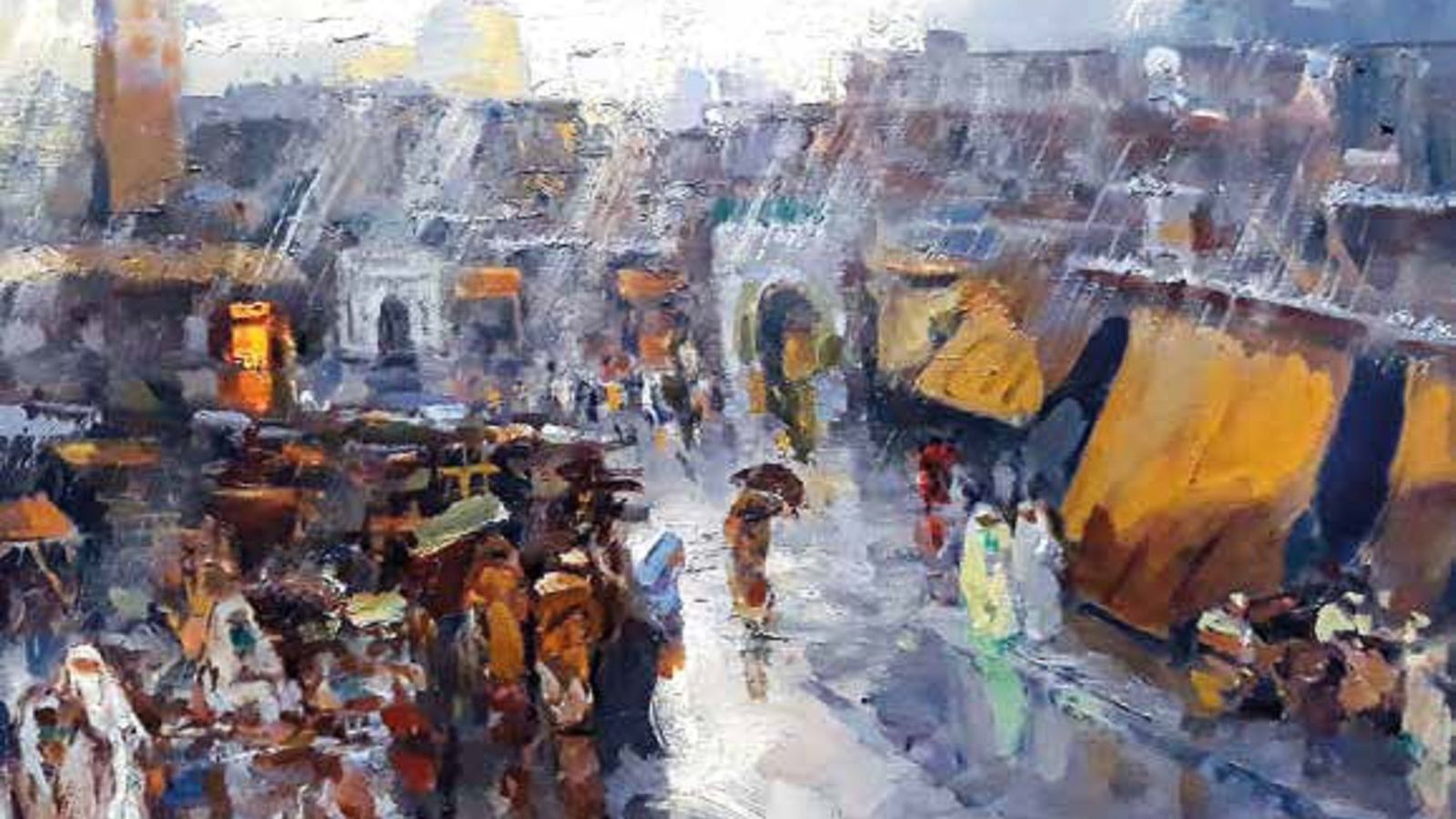 José Cruz Herrera. Lluvia en Marrakech. Óleo/lienzo (54x65 cm).