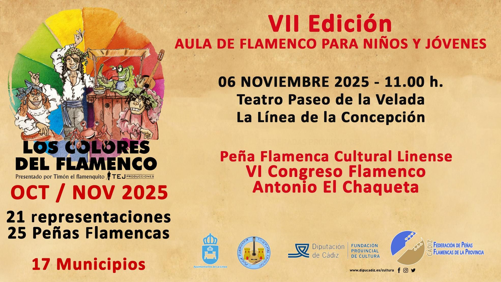 Cartel del aula de flamenco para niños y jóvenes.