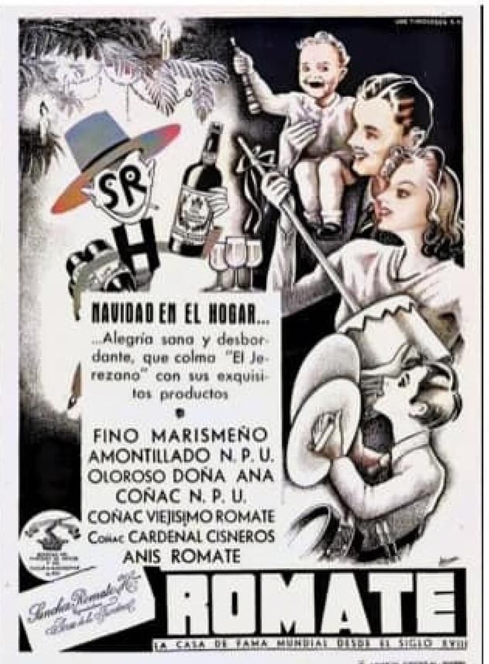 Publicidad navideña de Sánchez-Romate, años `40.