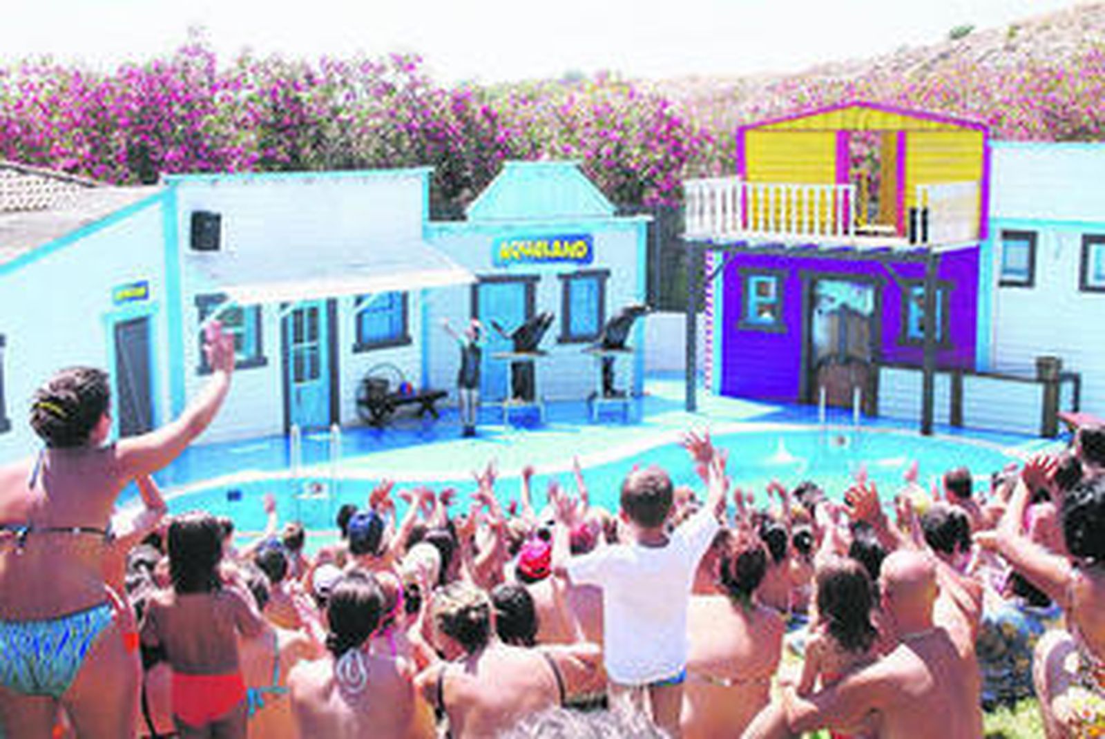 Uno de los espectáculos del parque Aqualand Bahía de Cádiz.