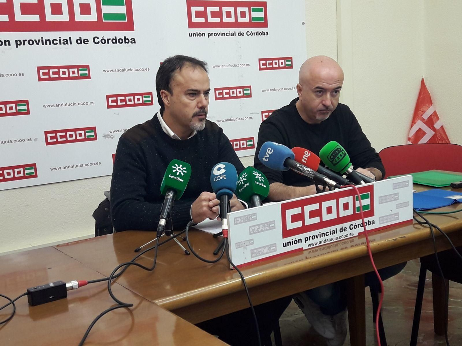 Custodio Sánchez y Juan Carlos Jiménez en la sede de CCOO.