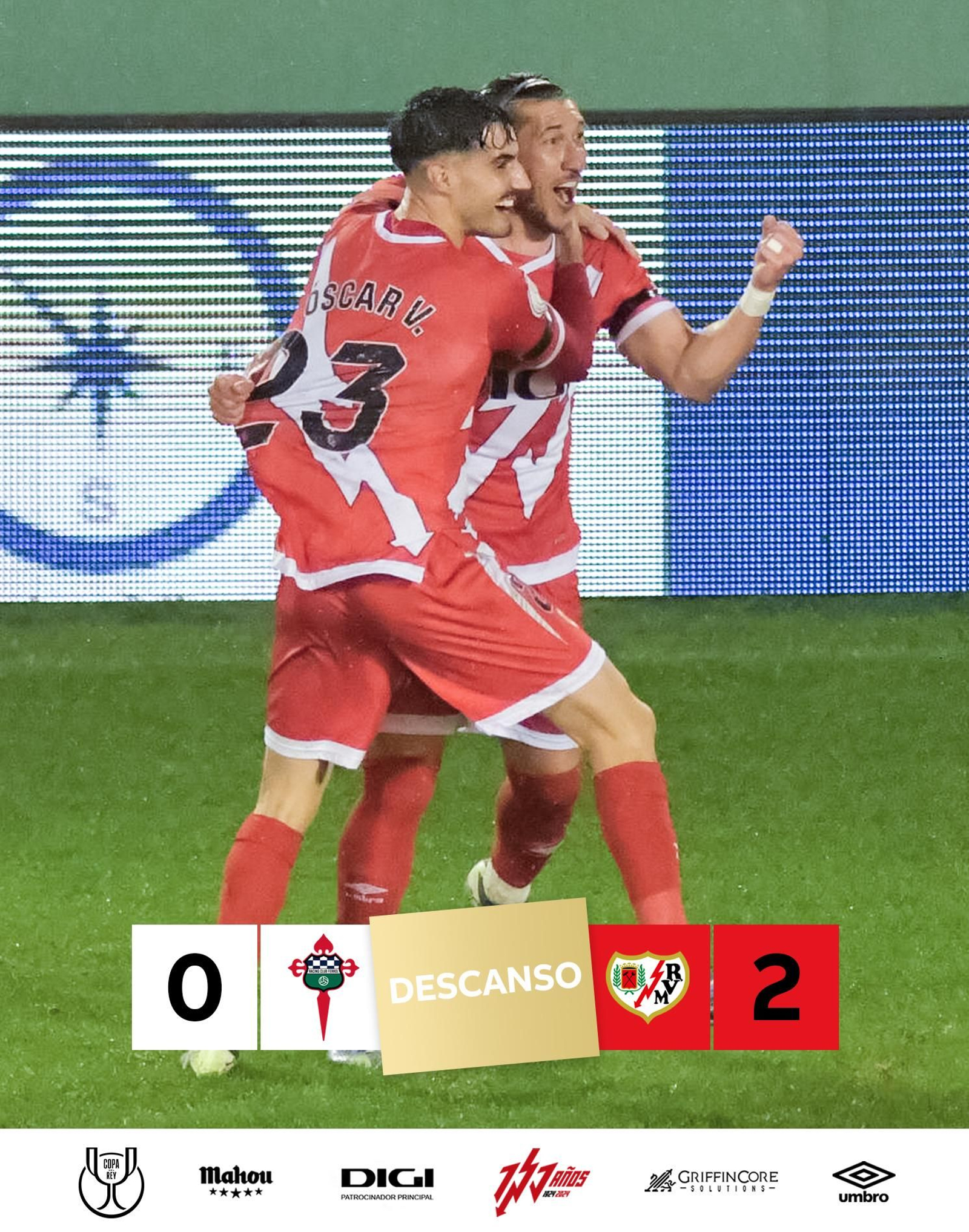 Espino celebra el gol que marcó con el Rayo Vallecano.