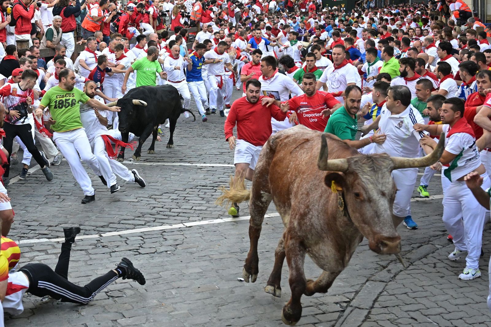 Las imágenes del sexto encierro de los sanfermines con toros de Jandilla