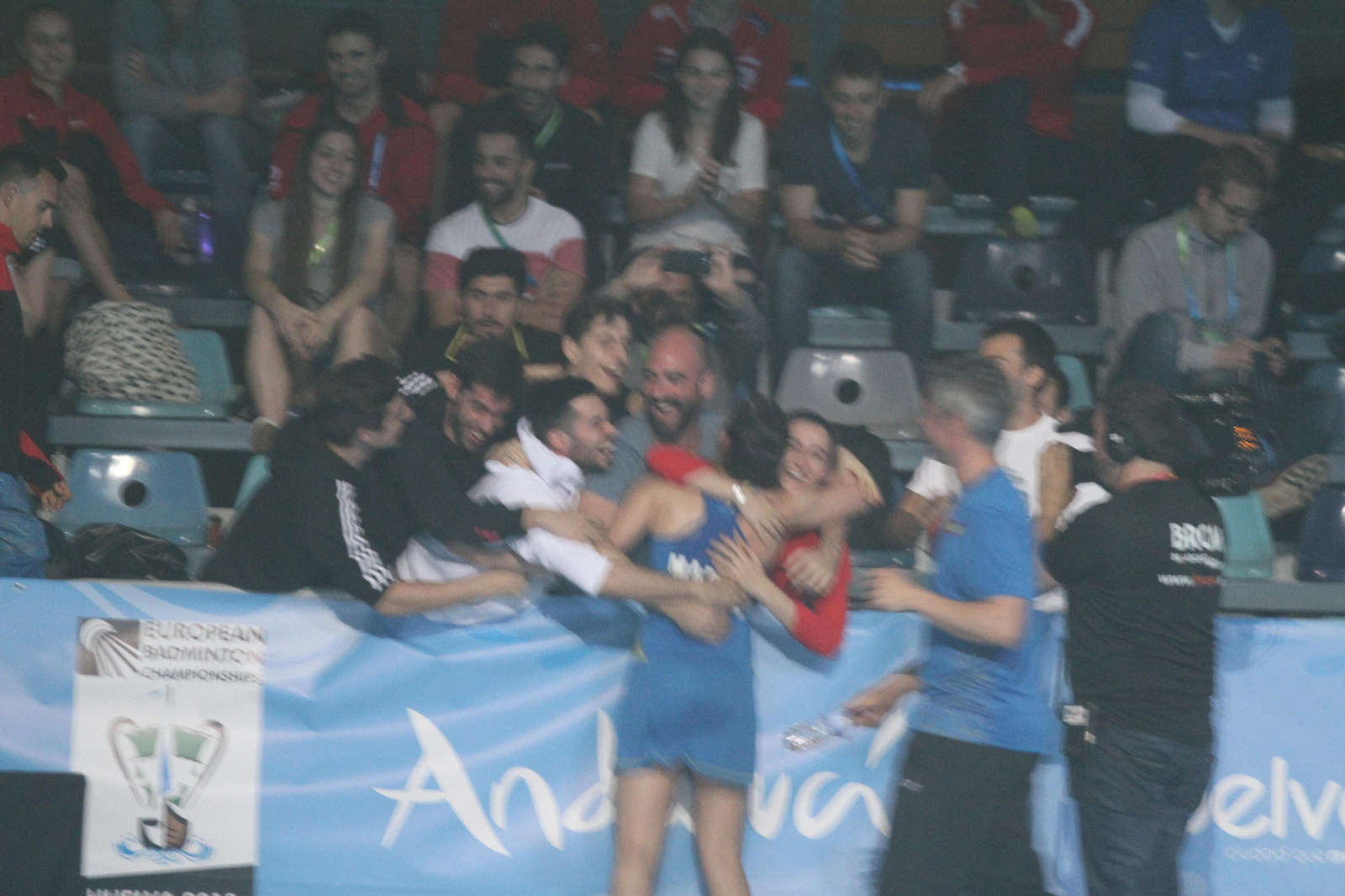 Partido y victoria de Carolina Marín en el Europeo de Bádminton celebrado en Huelva