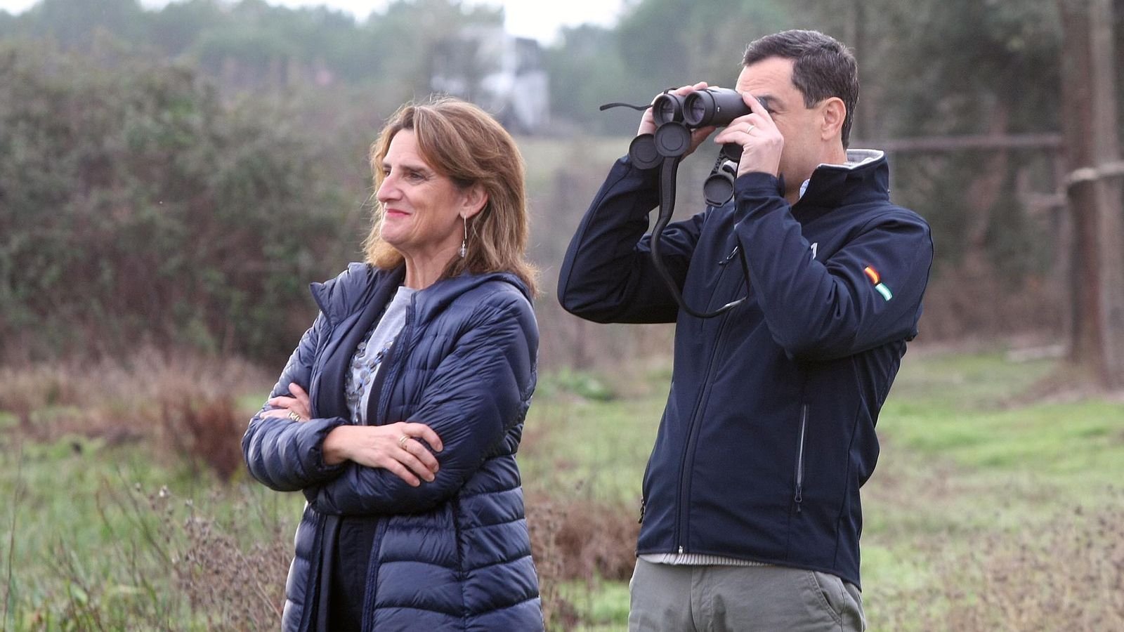 Teresa Ribera junto a Juanma Moreno en la visita que ambos realizaron previamente a la firma del acuerdo.