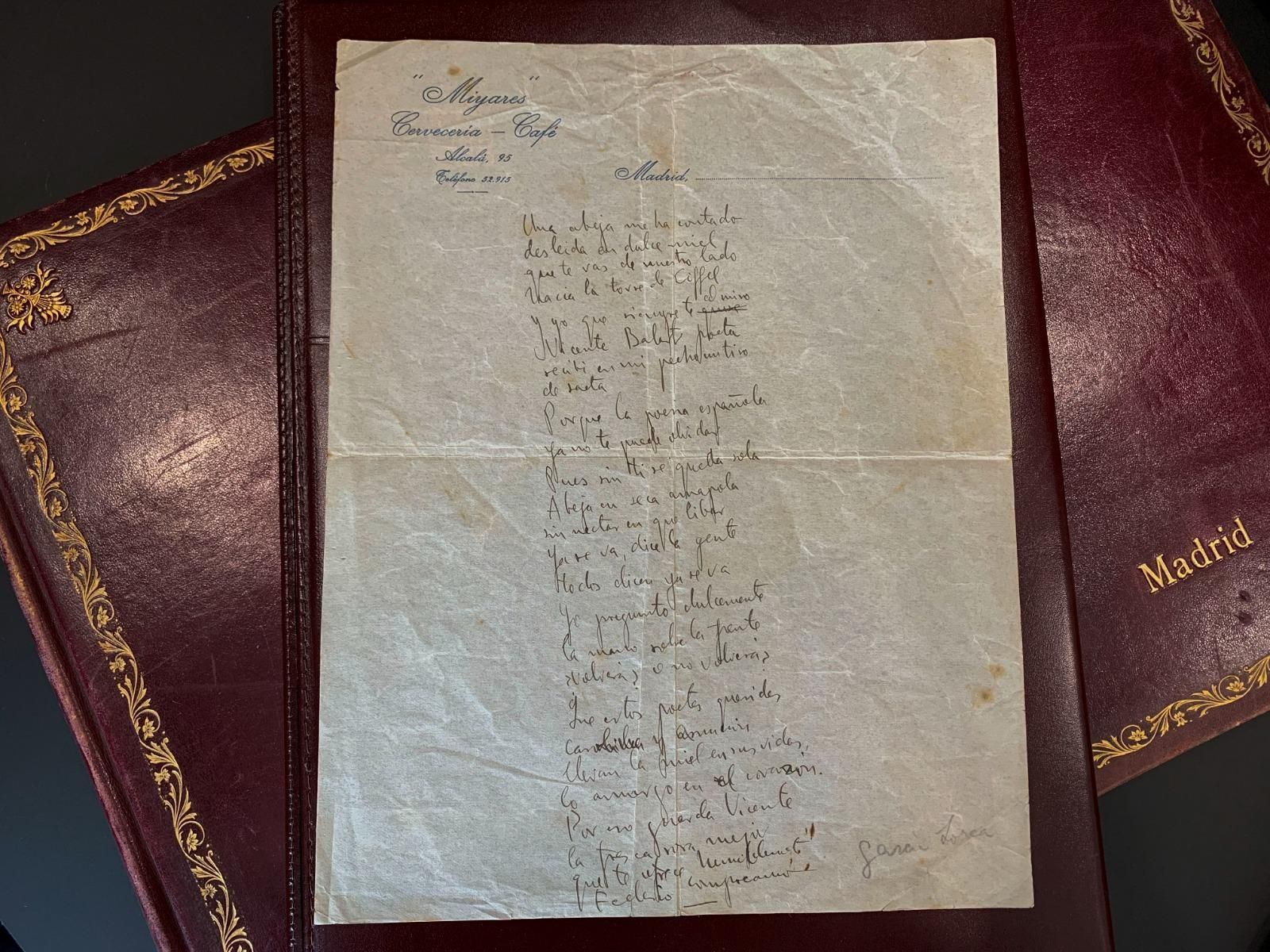 Detalle del manuscrito que sale a subasta.