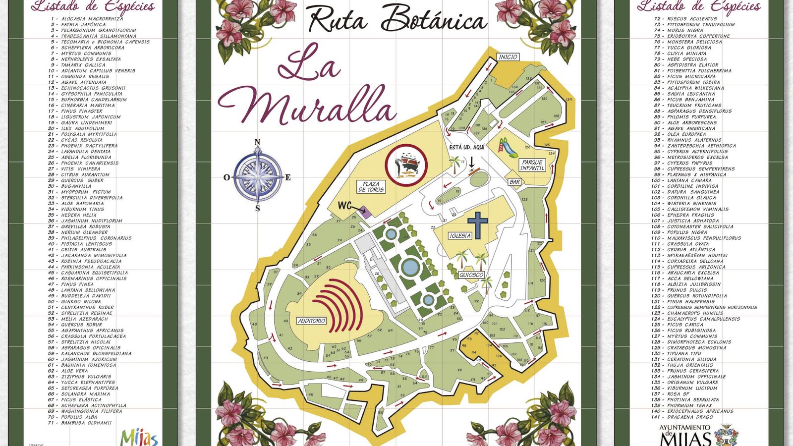 Mapa de las plantas en el parque La Muralla de Mijas Mapa de las plantas en el parque La Muralla de Mijas
