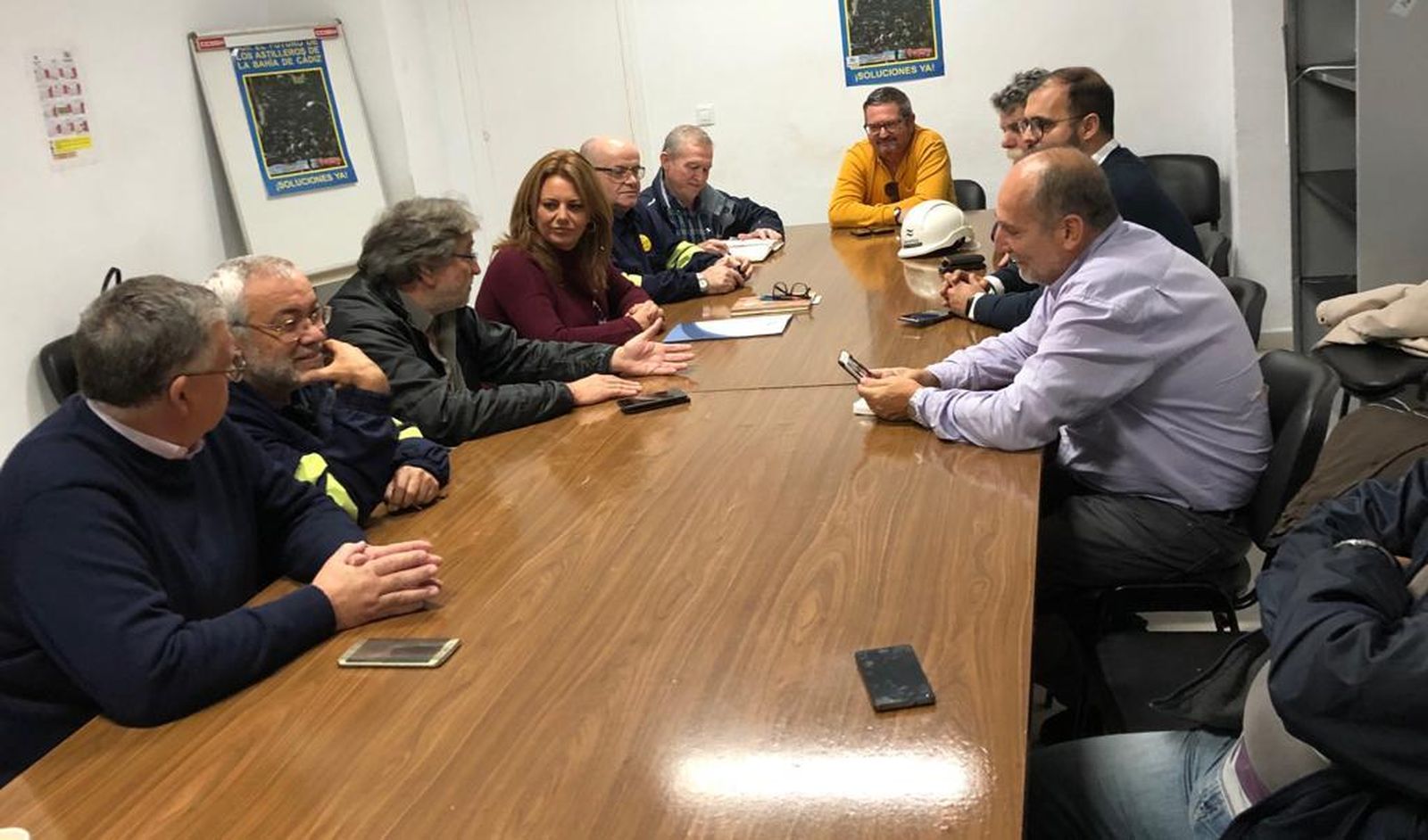 Elena Amaya durante la reunión con el Comité de Empresa de Navantia Puerto Real
