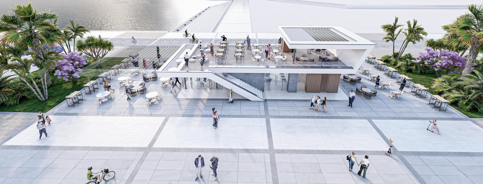 Diseño de los quioscos que albergará el Muelle de Levante