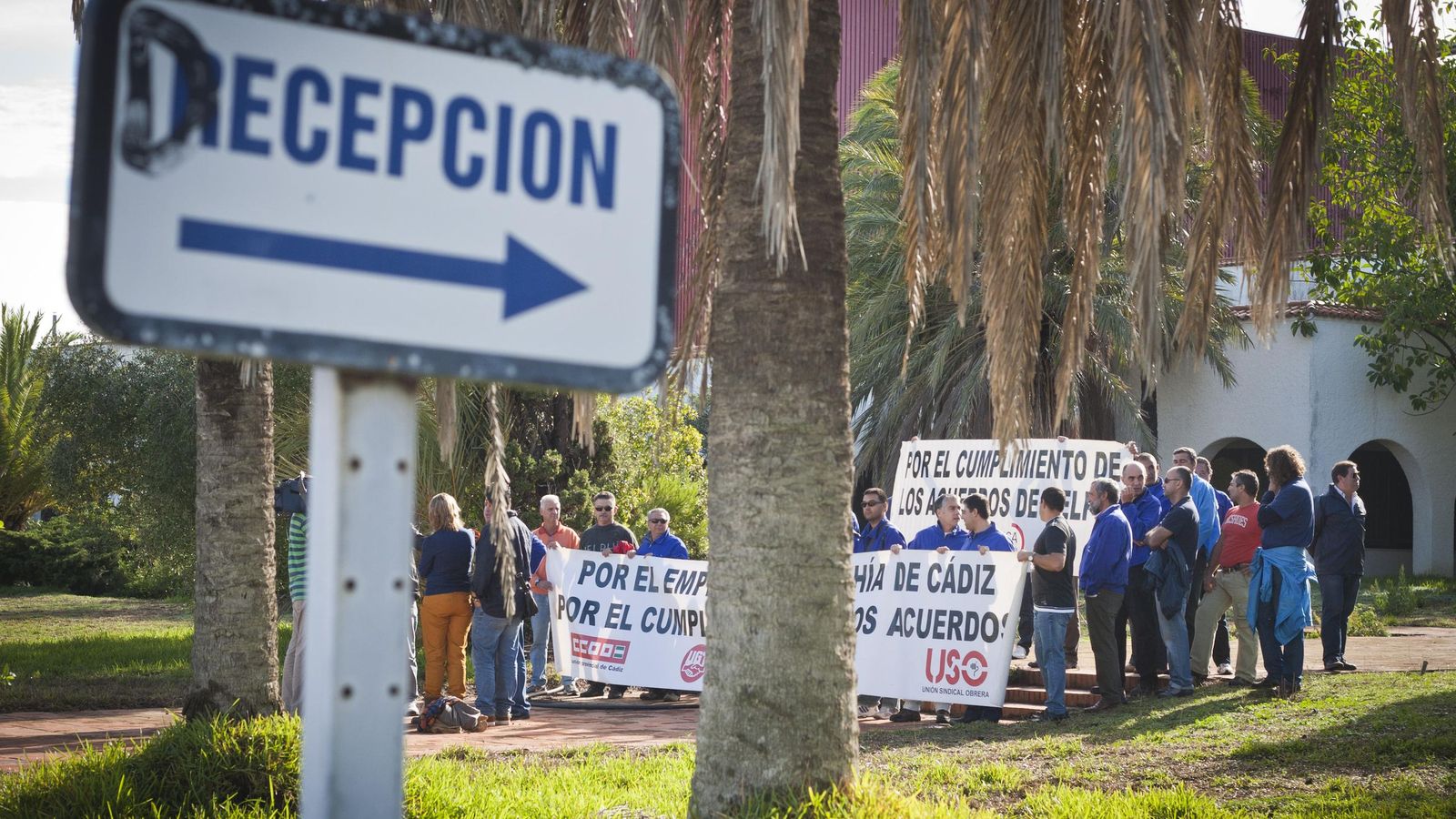 Trabajadores de la fábrica de Delphi en Puerto Real protestando después de que se anunciara el cierre en el año 2007.