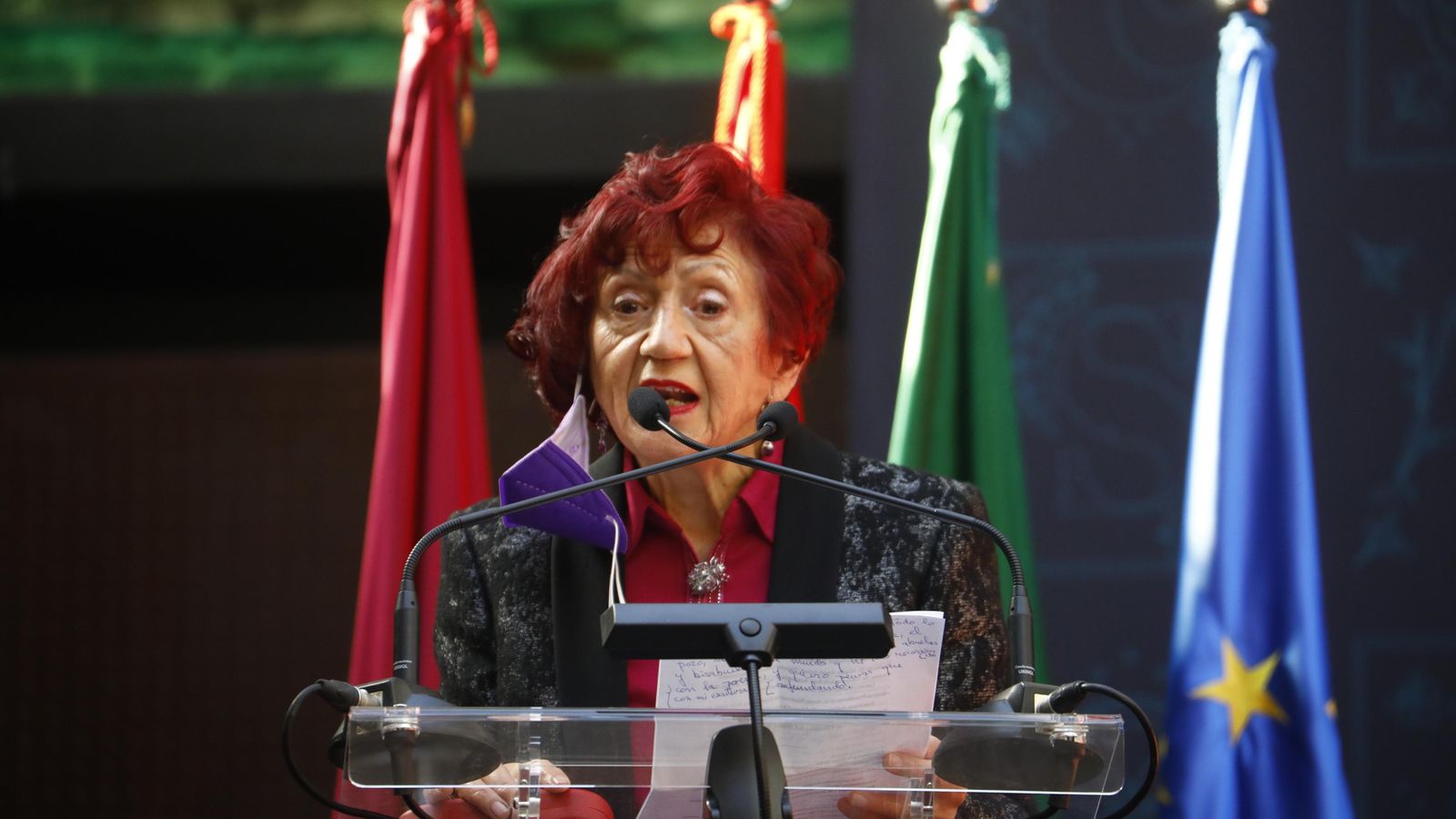 La poeta cordobesa, durante su discurso.