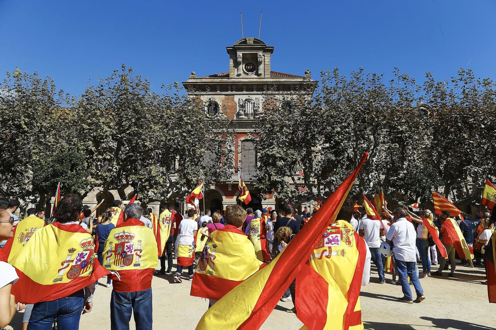 Banderas a favor de la unidad de España.