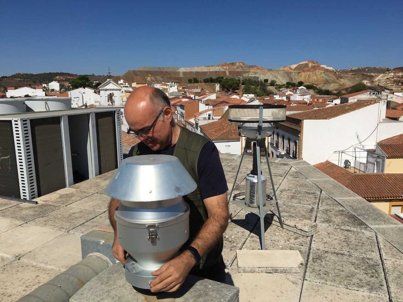 Un captador de la partículas de la UHU, situado en Nerva.