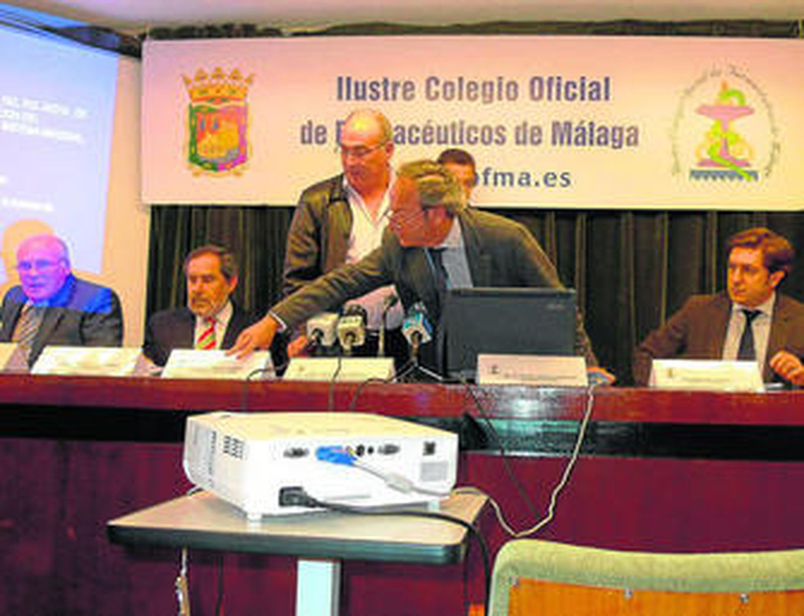 Los representantes de los seis colectivos que rechazan el Real Decreto 4/2010, ayer.