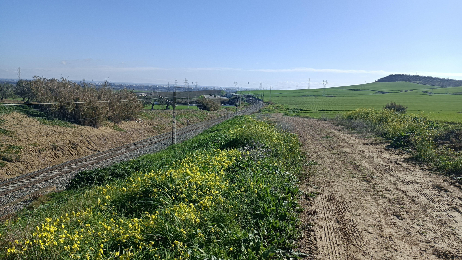 Caminamos unos metros junto a la vía del tren.