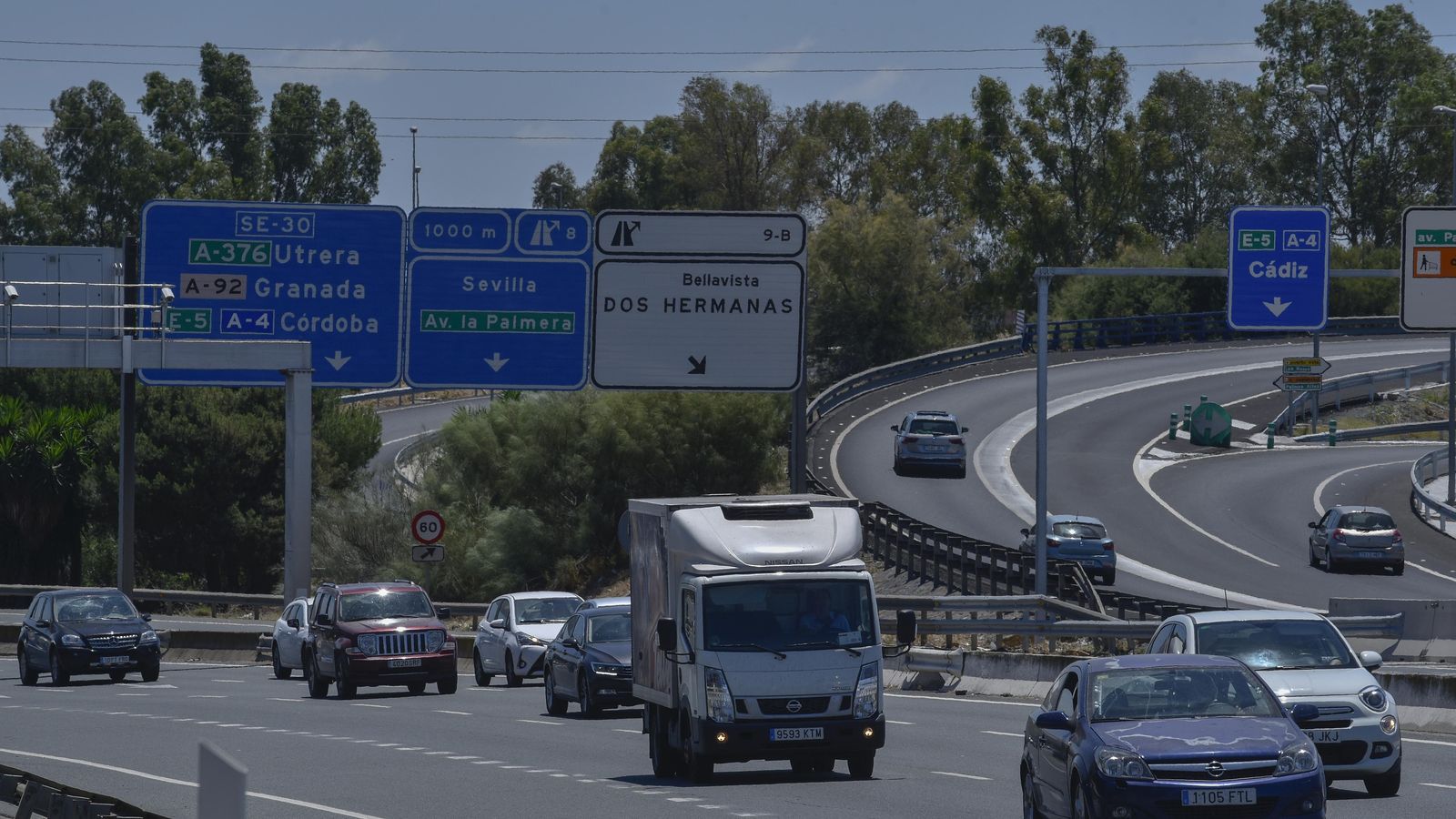 Circulación en los enlaces de la SE-30 esta semana.