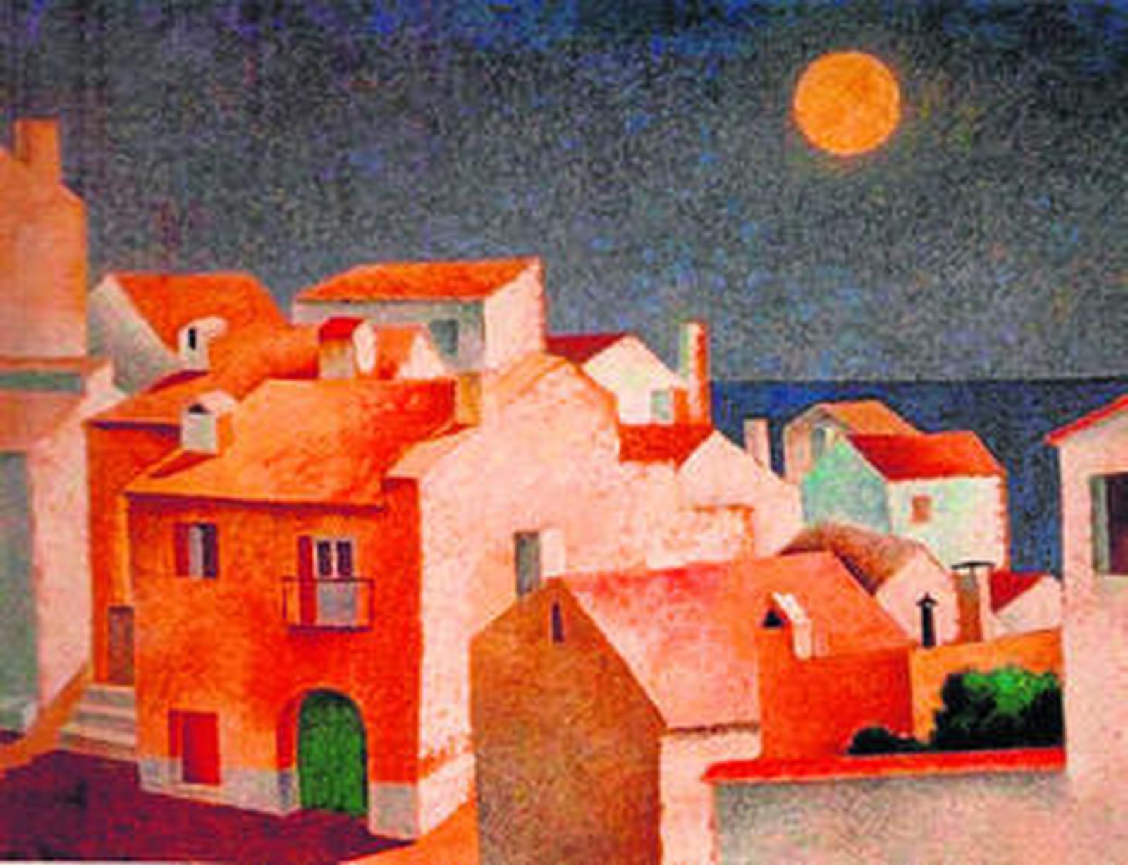 'Aldea junto al mar', óleo sobre papel de 1946.