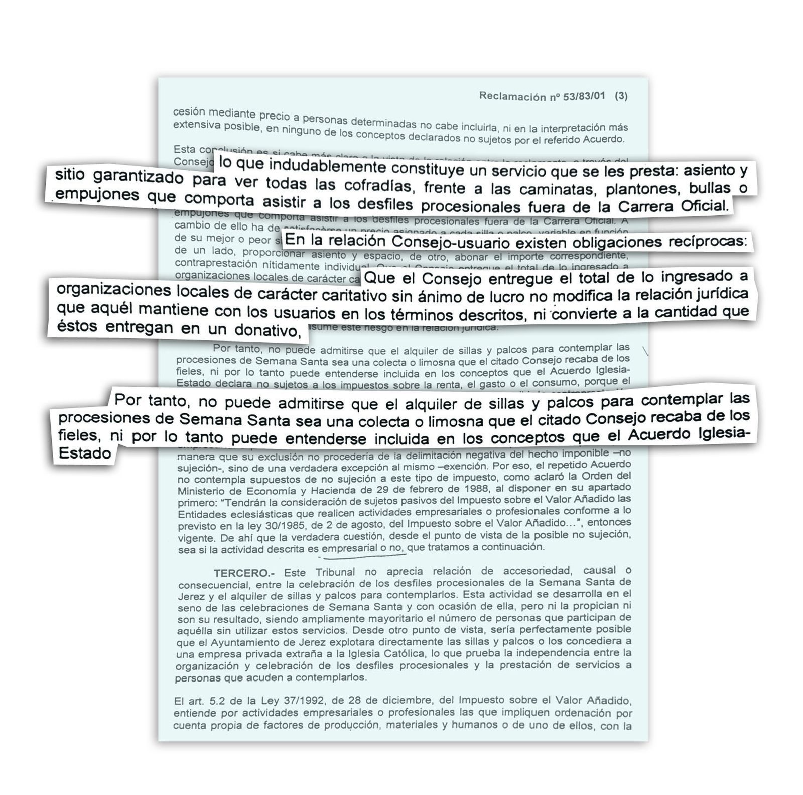 Extracto de la resolución del Tribunal Económico-Administrativo