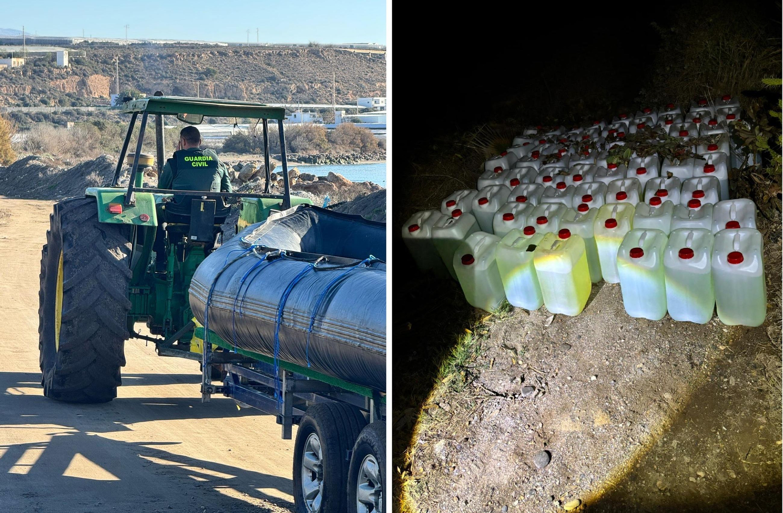 En dos actuaciones recientes de han intervenido embarcaciones, petacas y un tractor