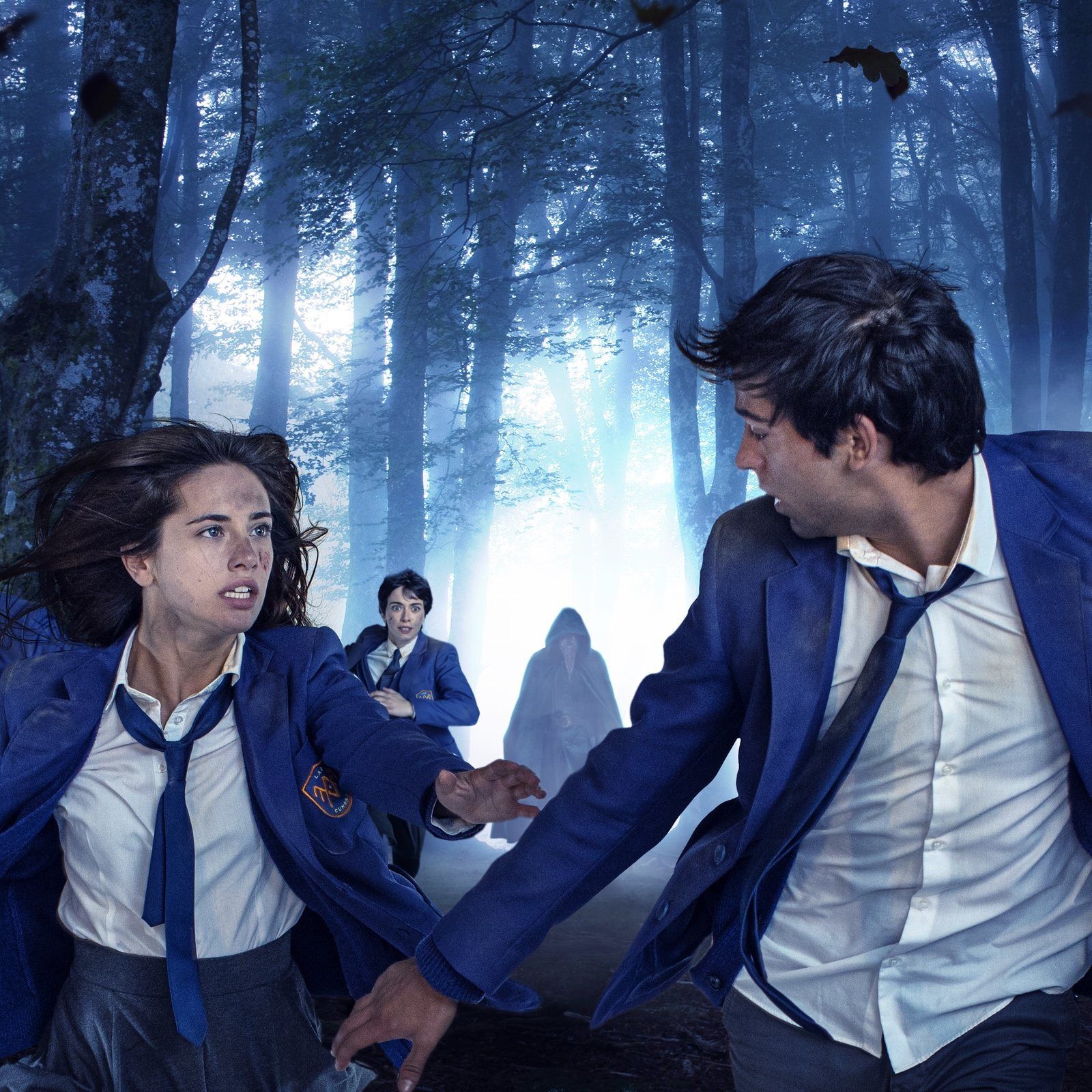 Los protagonistas de la nueva serie de Amazon, 'El internado: Las Cumbres', en el cartel promocional.