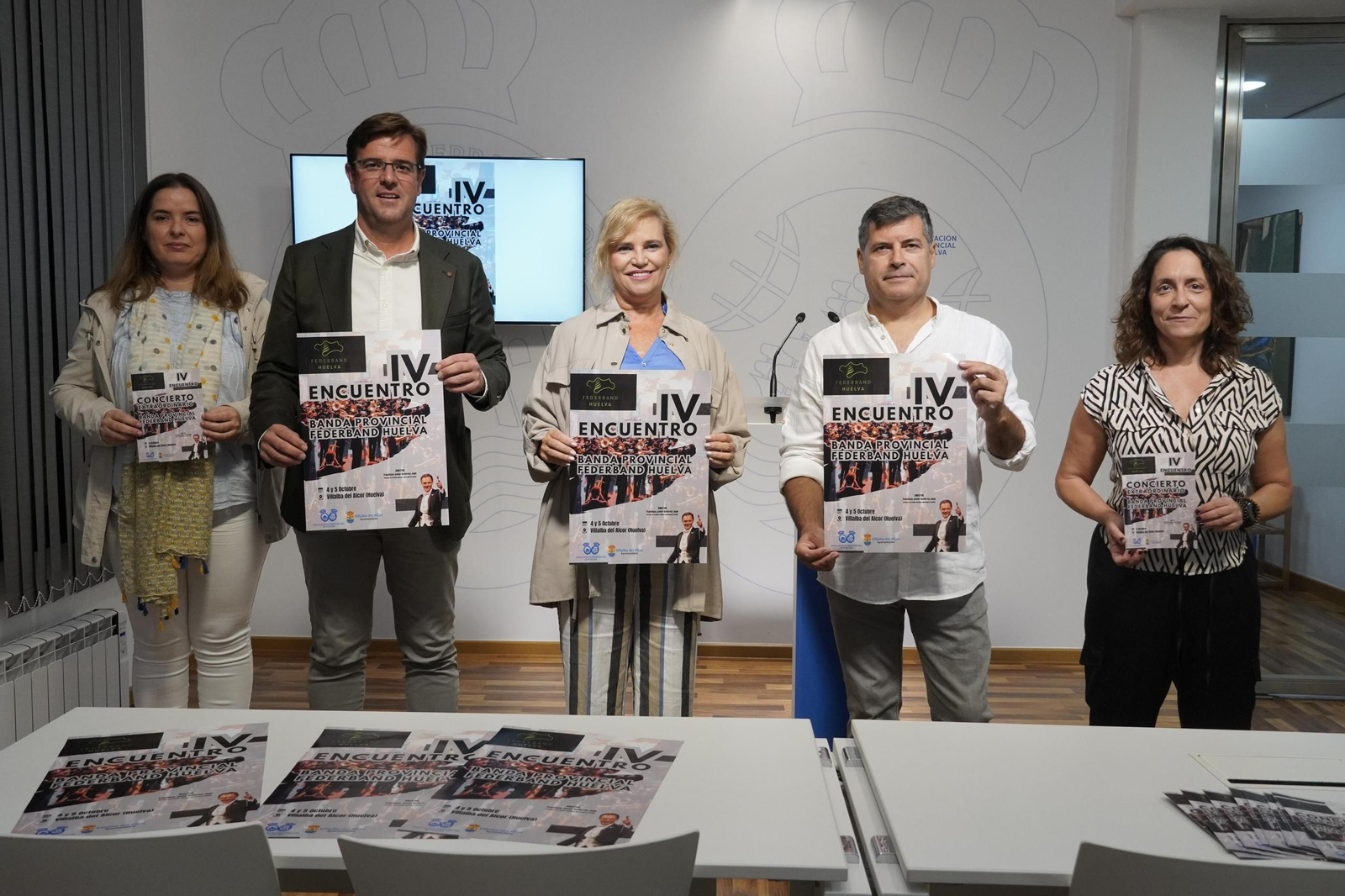 Presentación este lunes del encuentro de bandas de la provincia, en la Diputación de Huelva.