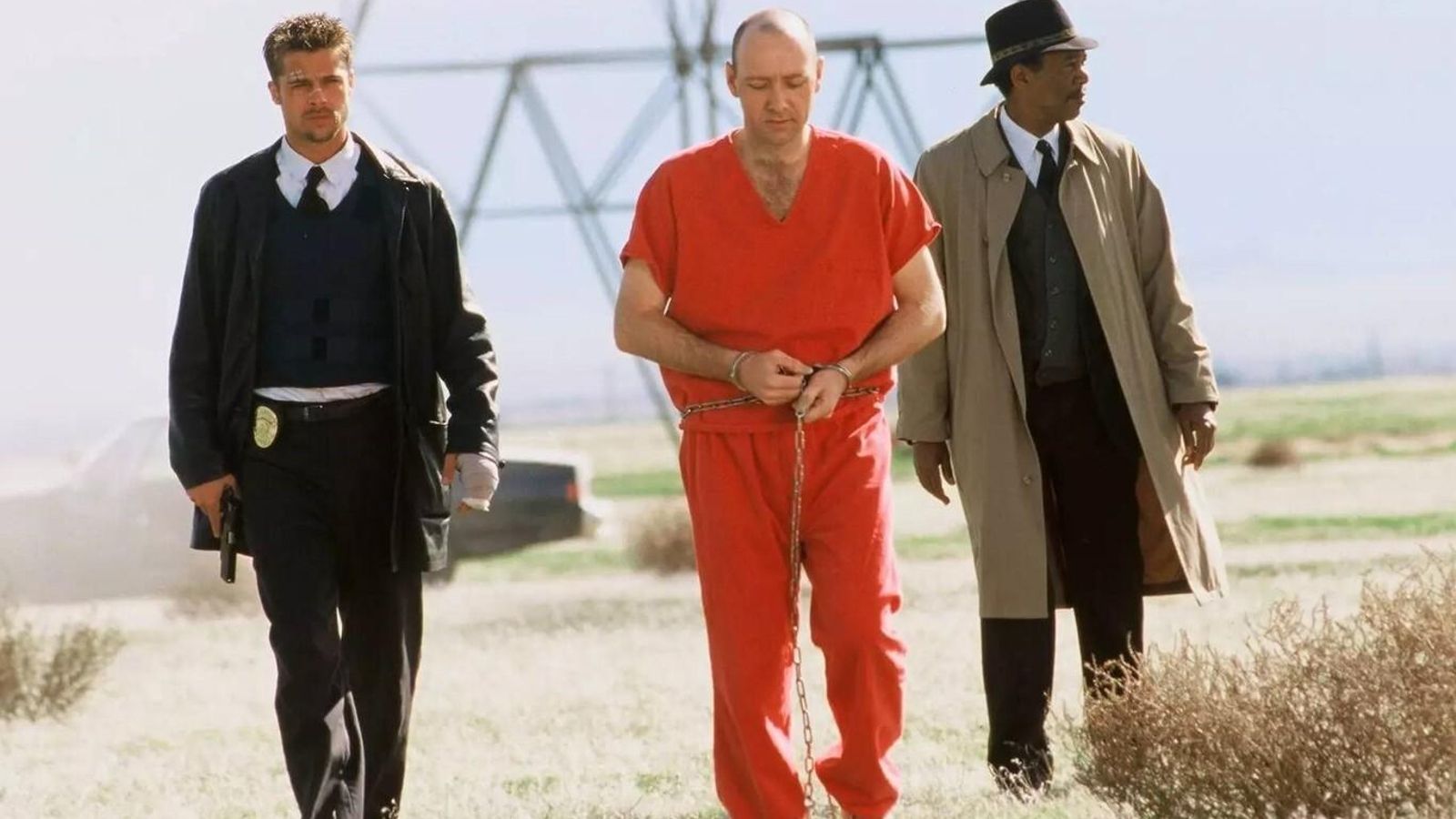 Brad Pitt, Kevin Spacey y Morgan Freeman, en un escena de 'Seven'.