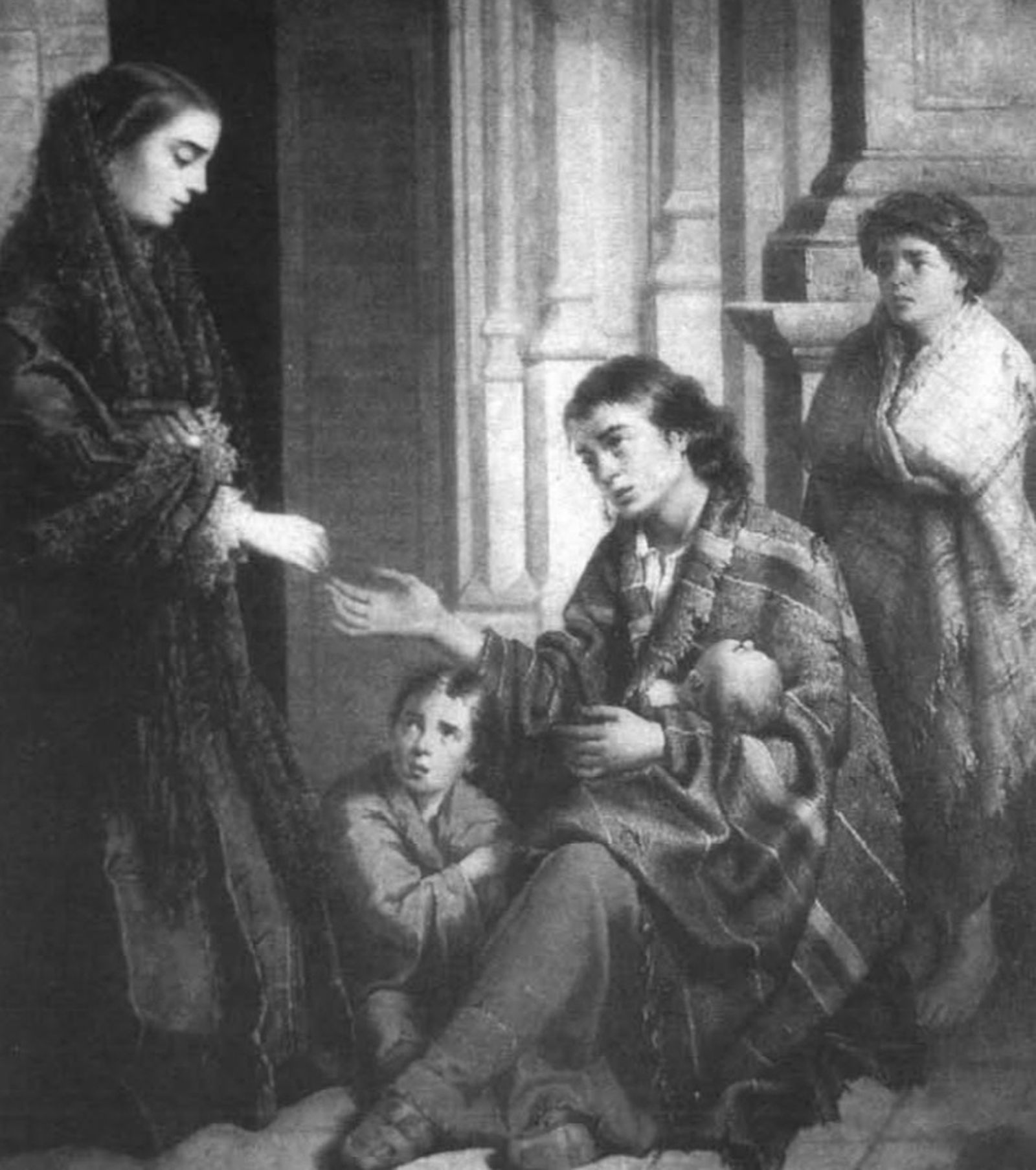 Detalle del óleo 'La caridad' del pintor sevillano José Roldán (1808-1871).