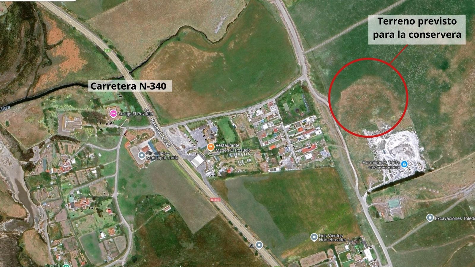 El terreno previsto para el tralado de la Conservera de Tarifa.