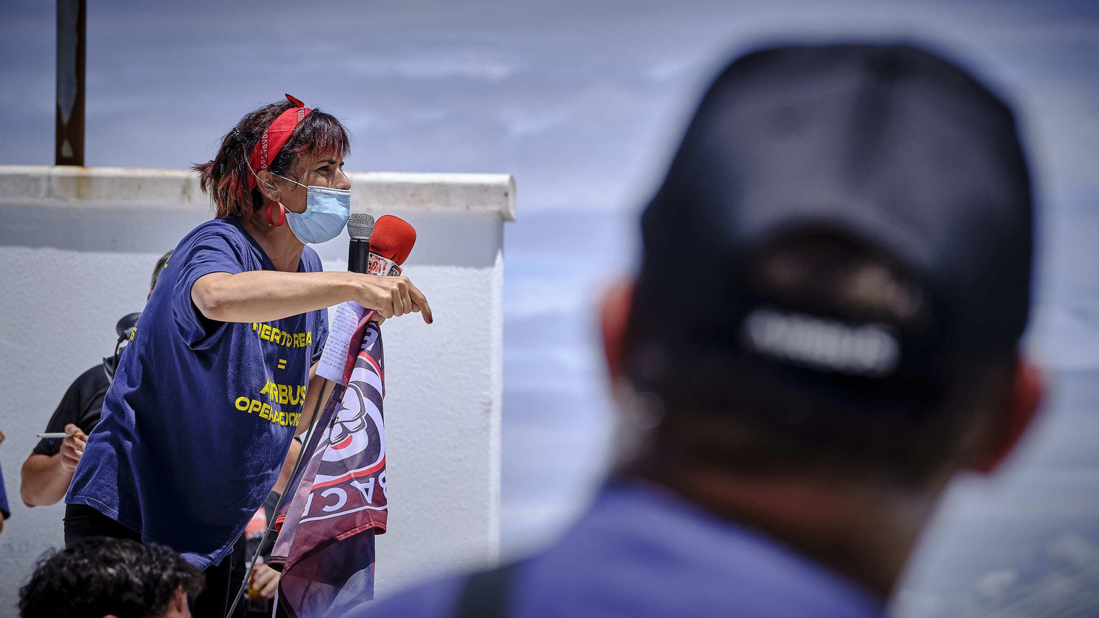 Teresa Rodríguez, en una manifestación de Airbus Puerto Real.