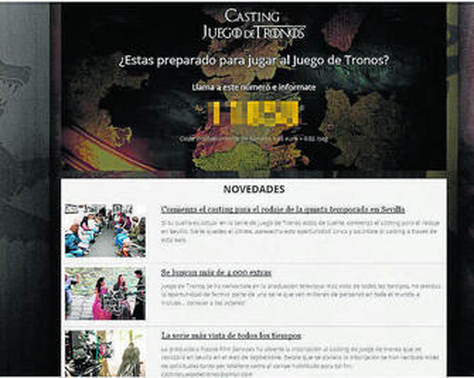 Imagen de la página que denuncia Fresno Film.