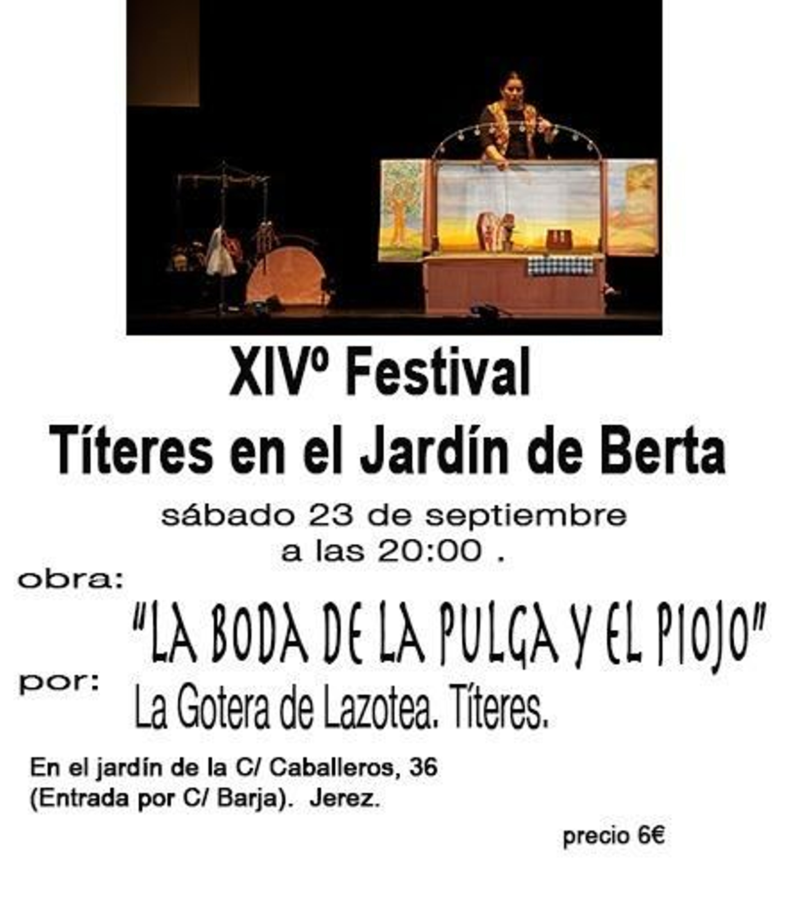 Títeres en El Jardín de Berta (sábado 23 a las 20 horas)