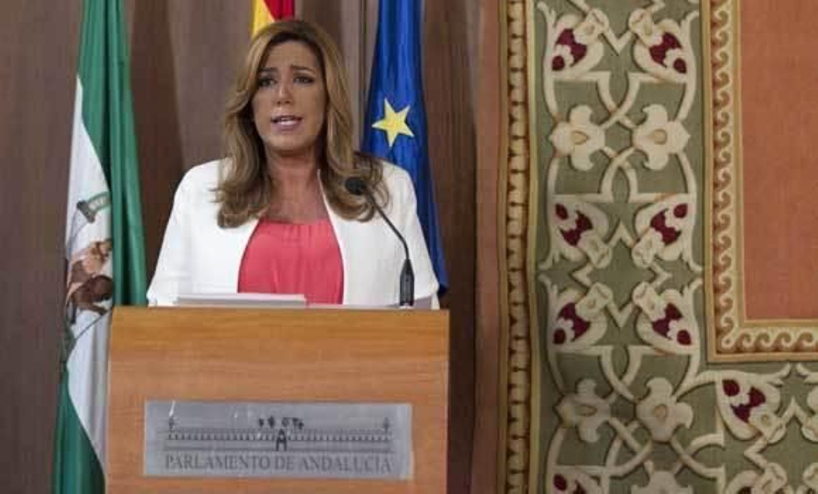Susana Díaz, durante el discurso de investidura del pasado domingo. /EFE