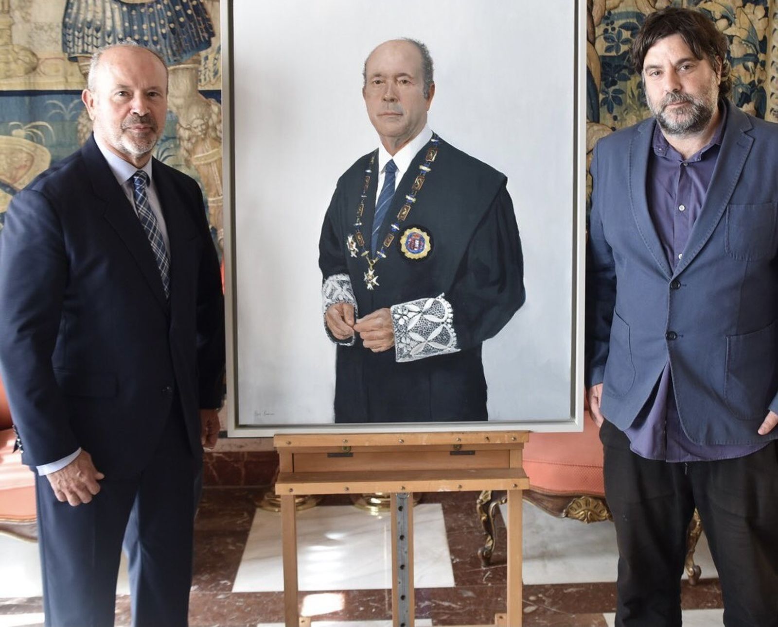 Baena pinta el retrado de Juan Carlos Campo