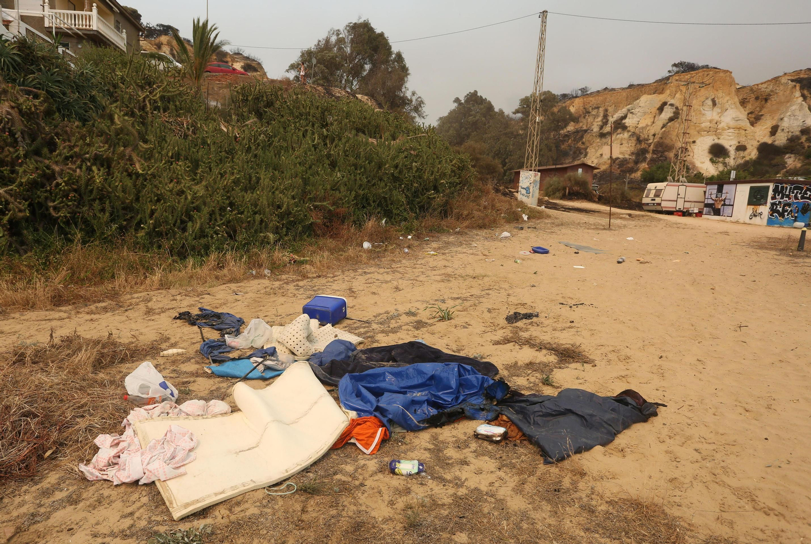 Las consecuencias del incendio en Mazagón
