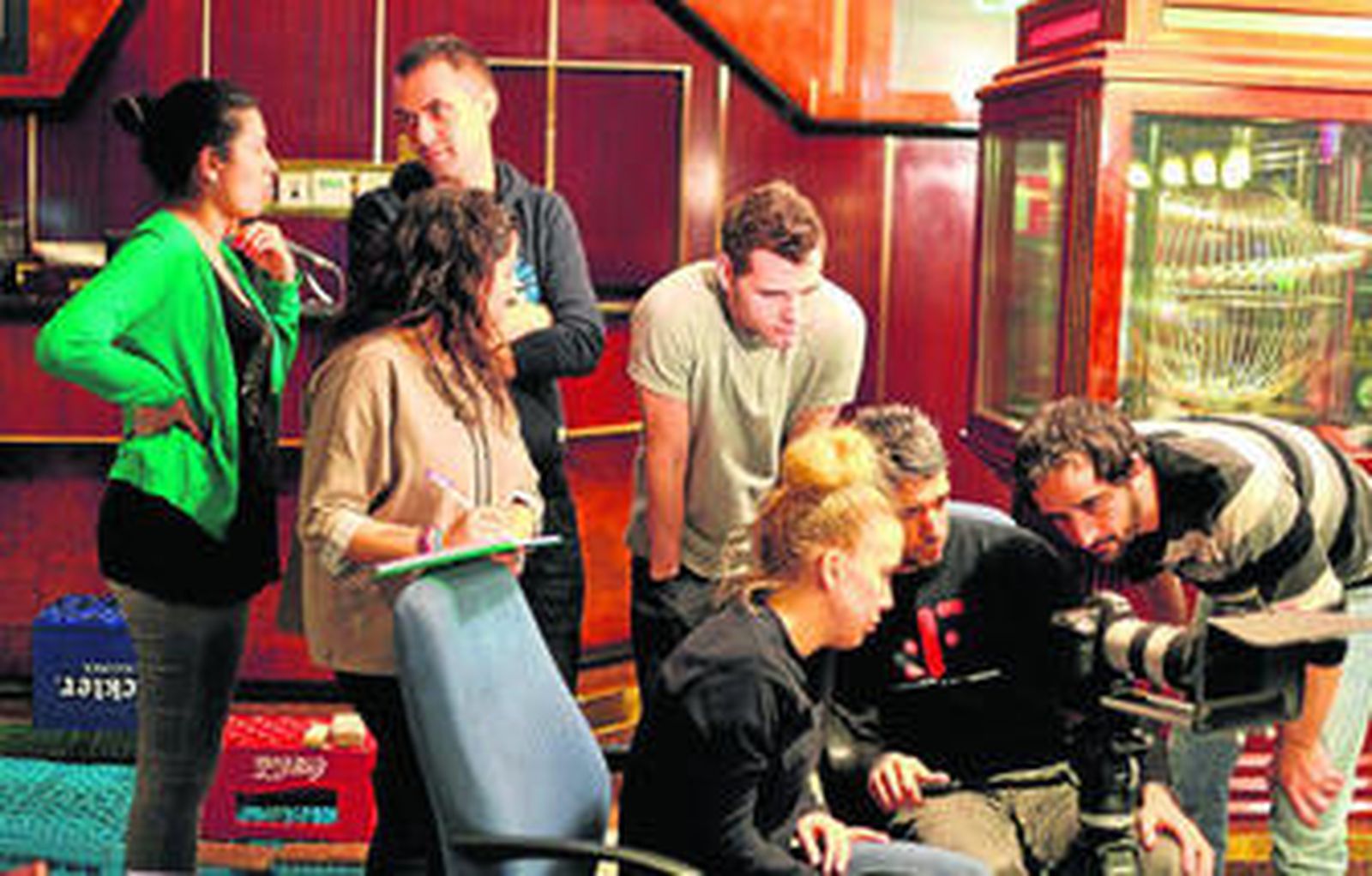 Turpín y Nurmi en el Bingo Garden durante el rodaje del cortometraje.