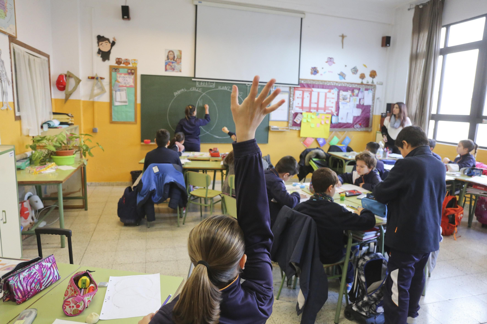 Una clase en un colegio concertado de la capital malagueña en una imagen de archivo.