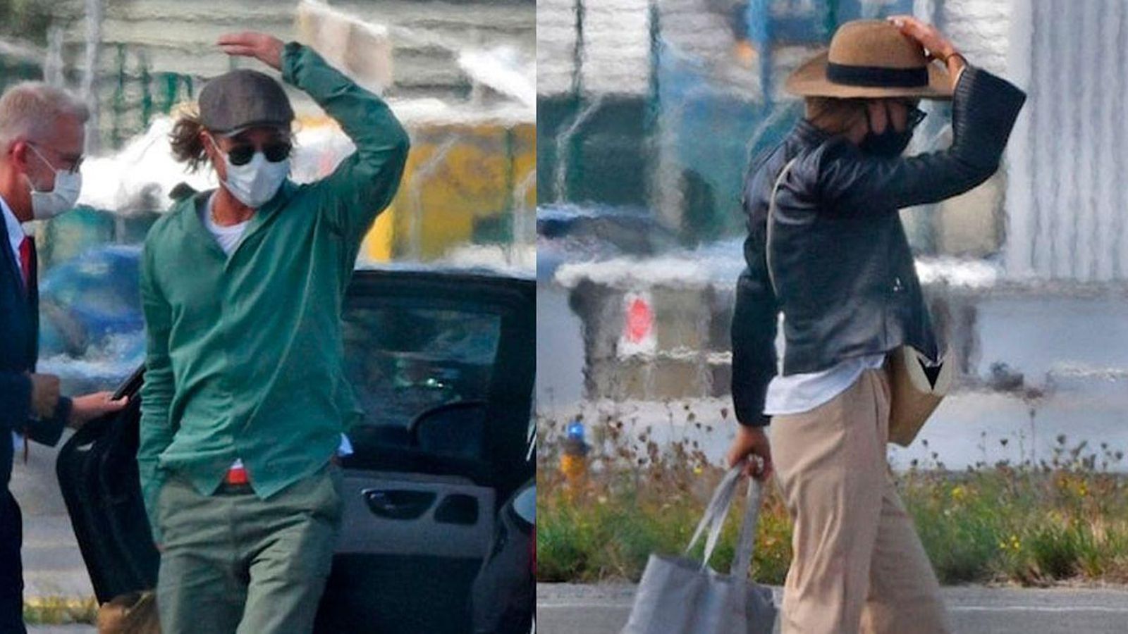 El actor y la modelo, a su llegada a un aeropuerto de Francia.